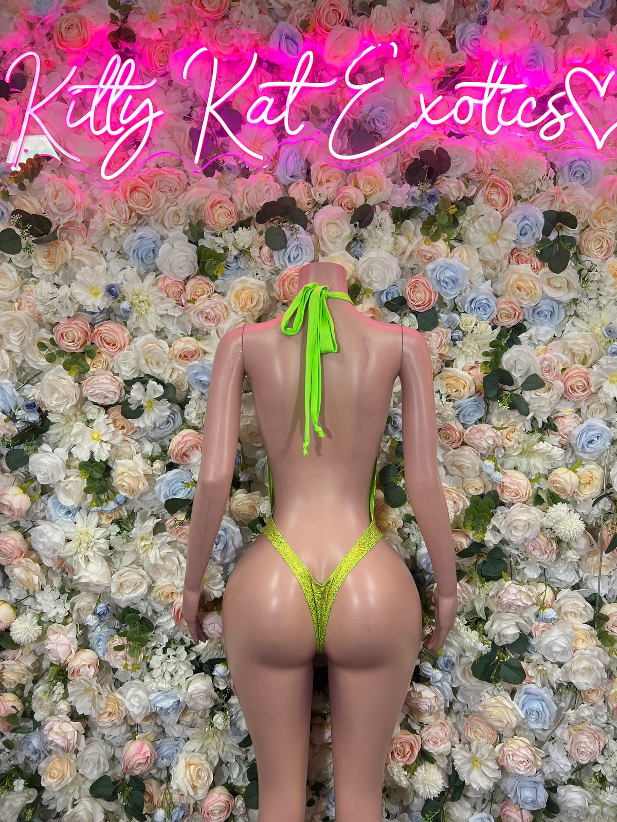 Neon Yellow Holographic Rave Outfit Bodysuit – Festival Dancewear, Bottlegirl Clubwear