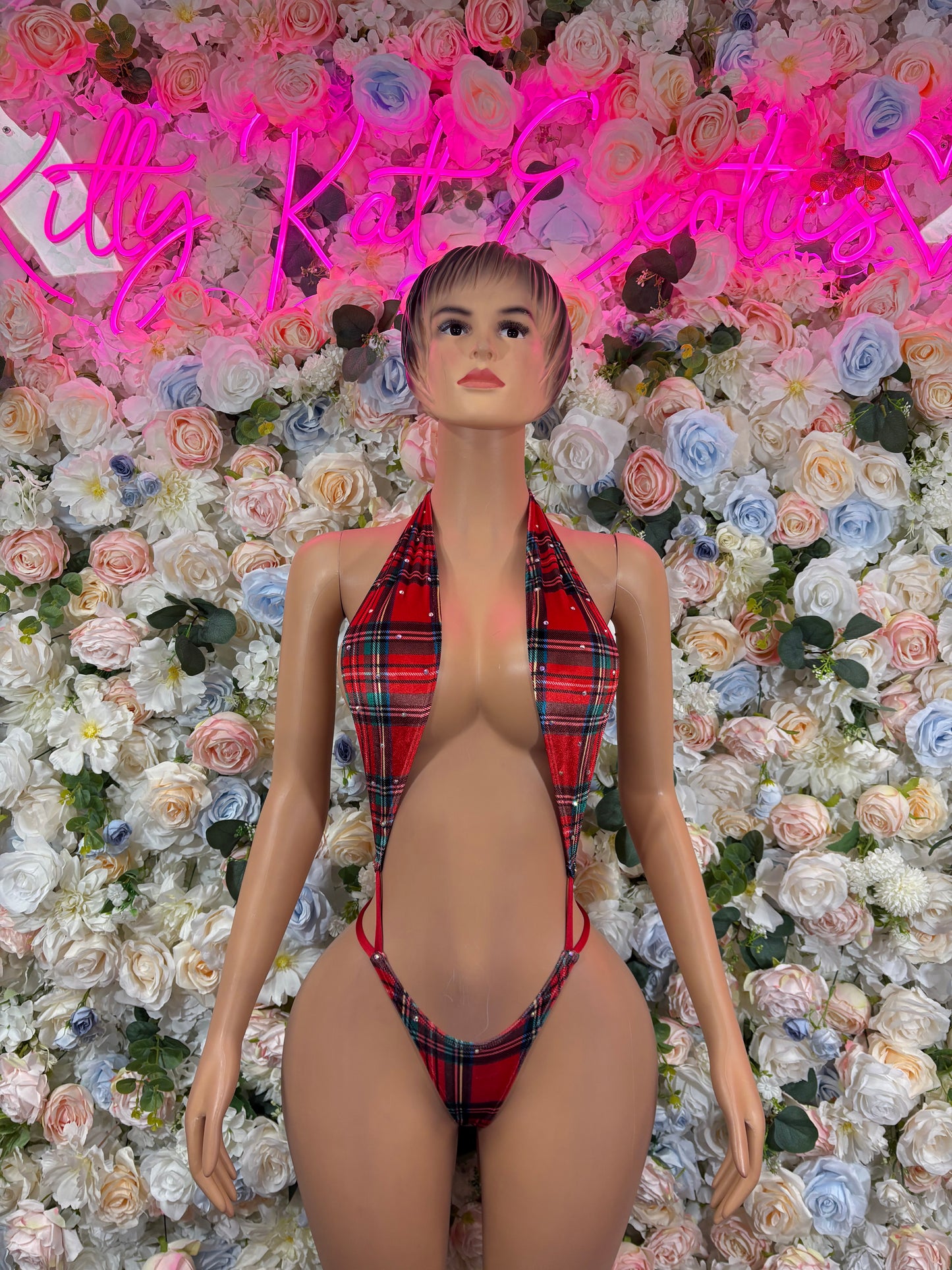 Christmas Holiday Outfit One Piece Slingshot “Gift” Red Santa Exotic Dancewear Costume Holiday