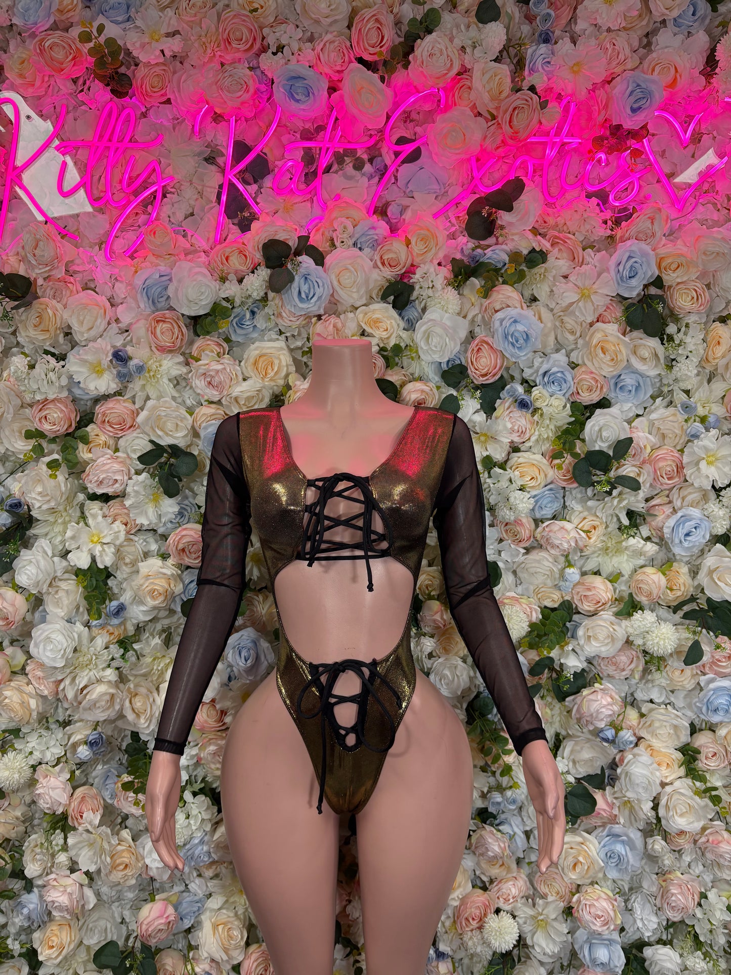 Bottlegirl Bodysuit Christmas New Years Eve Gold Metallic Bodysuit Bottle Service Bartender Outfit VIP Clubwear