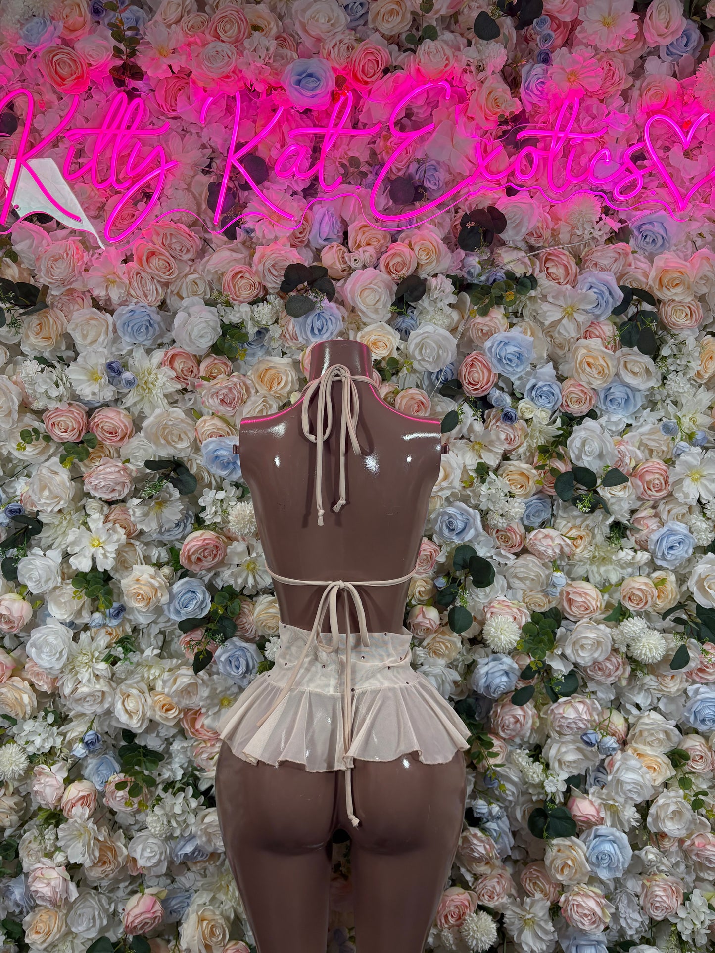 Two Piece Skirt Nude Festival Dress – Metallic Exotic Date Nite Dress, Dancewear