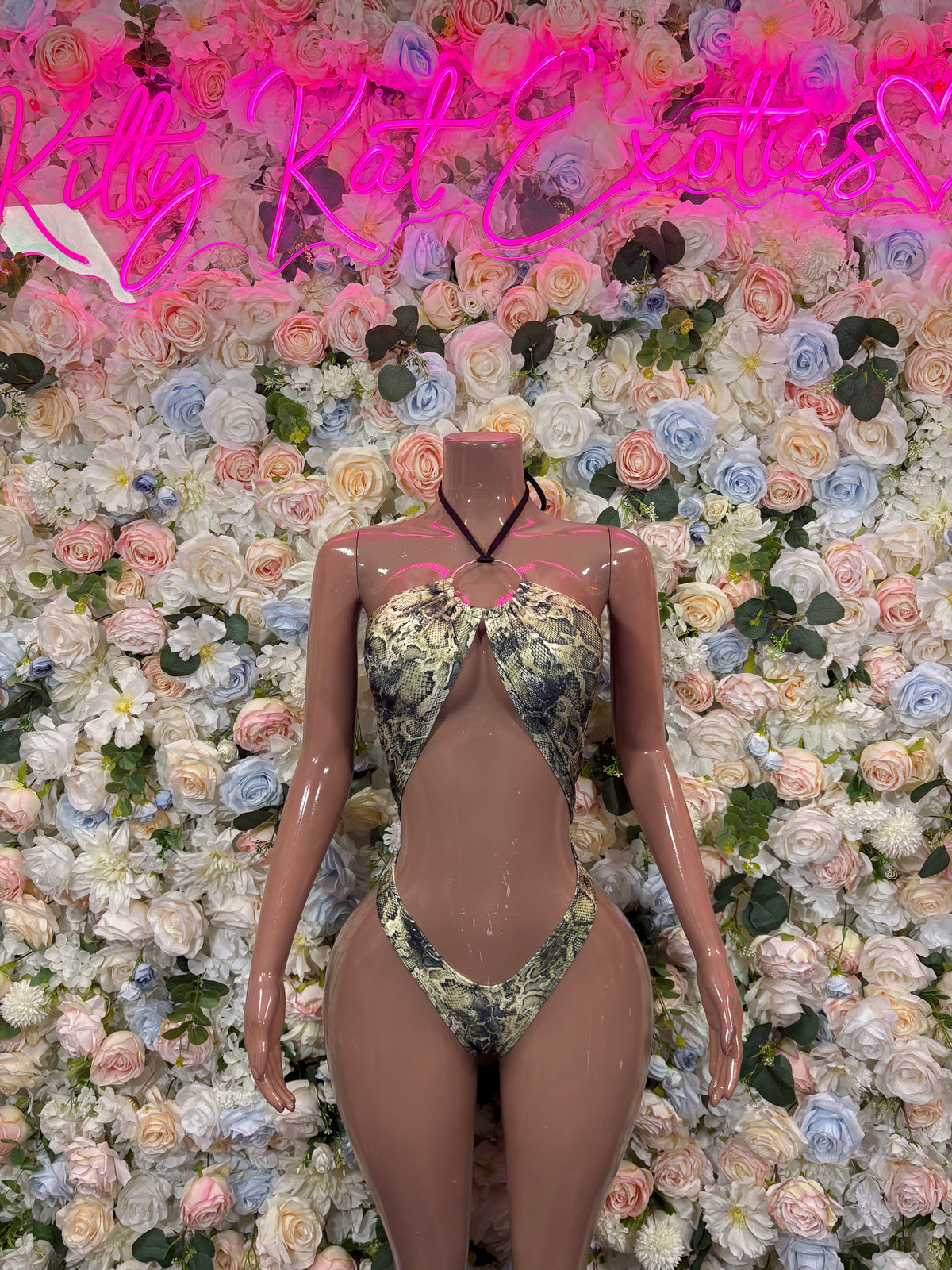 Snake Print Cutout Bodysuit, Rave Outfit, Festival wear Dance Costume