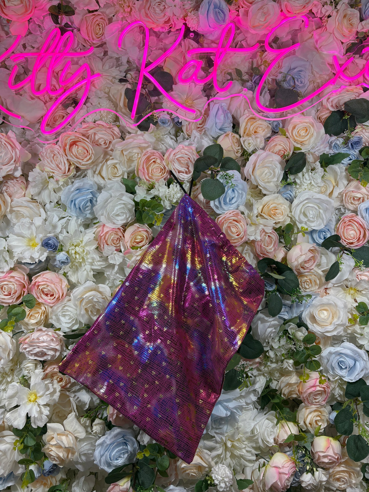 Pink Multicolor Metallic Money Bag