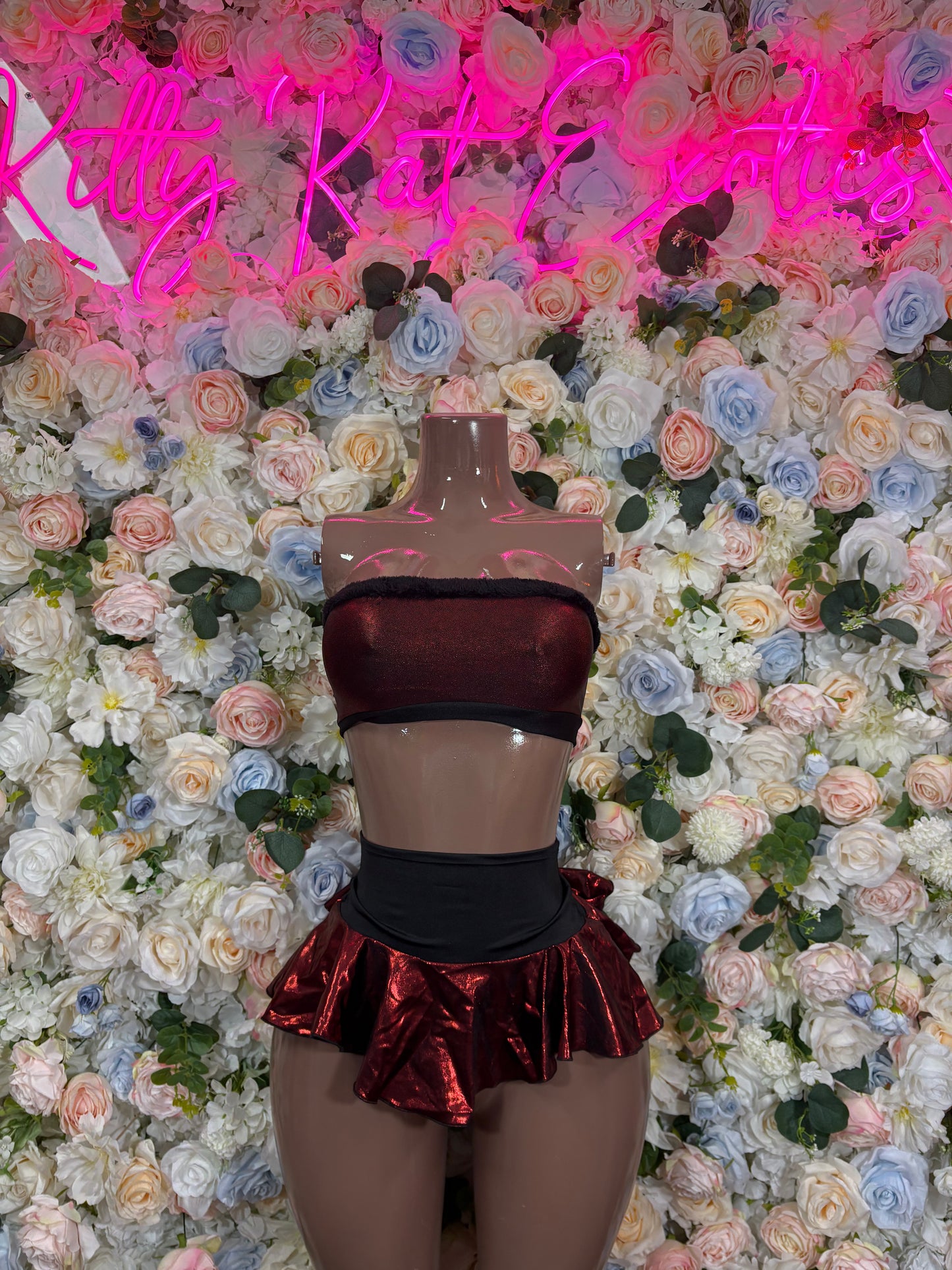 Christmas Two Piece Skirt Set - Holiday Design | Exotic Dancewear for Performers, Bottlegirl Bartender