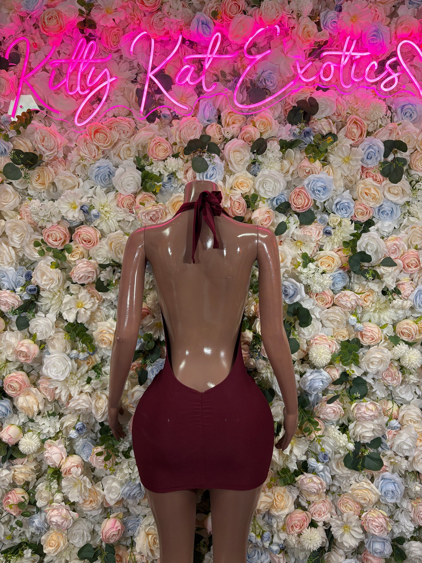 Burgundy Mini Dress  Ravewear - Sexy Festival Outfit, Clubwear, Performance Costume, EDM Party Wear