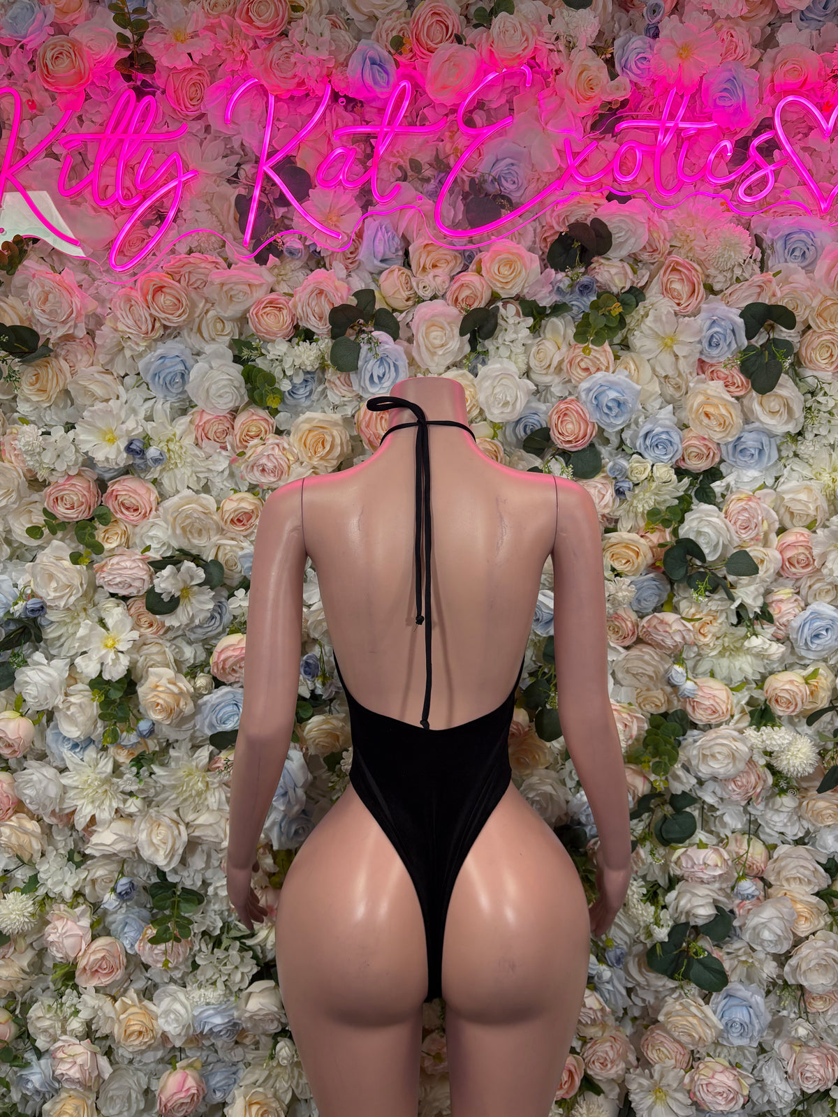 Black Velvet Rave Bodysuit, Strappy High Cut One Piece, Festival Clubwear