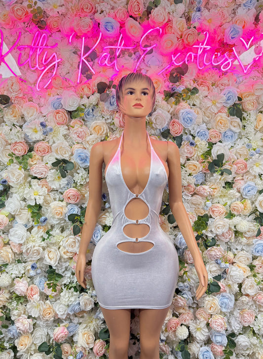 Dress White Metallic - Dress Exotic Dancewear for Performers, Raves, & Festival Clothing