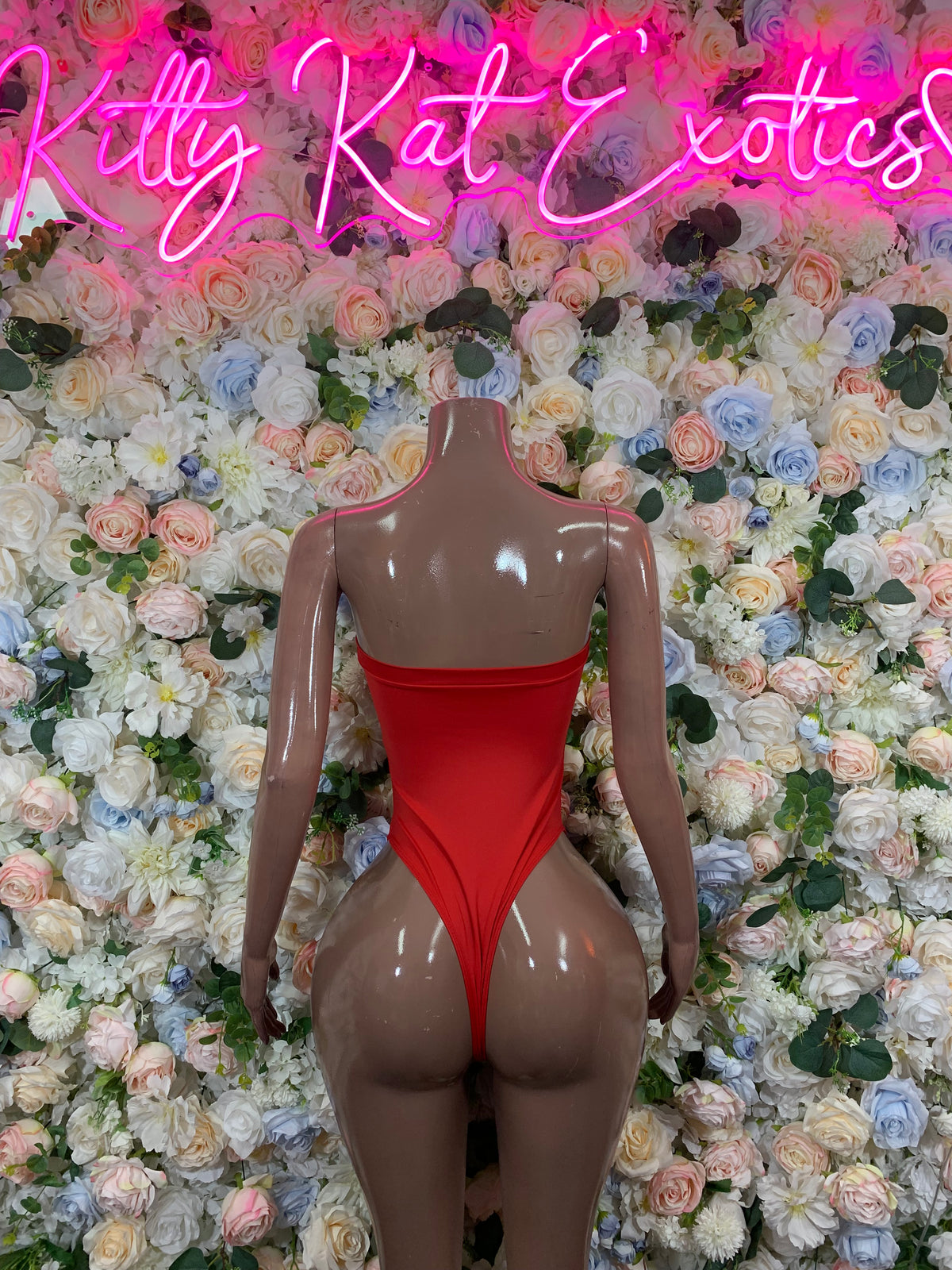 Bottlegirl Red Bodysuit - Bottle Service Outfit Bartender Rave Festival Clubwear One Piece Dancewear