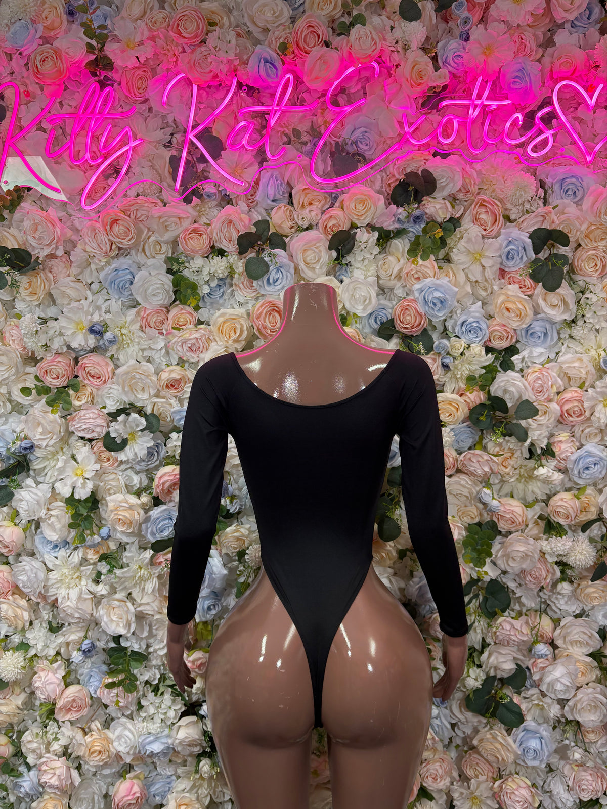 Black Bottlegirl Bodysuit Bartender One Piece Outfit Clubwear VIP Bottle Service Uniform Sexy Romper