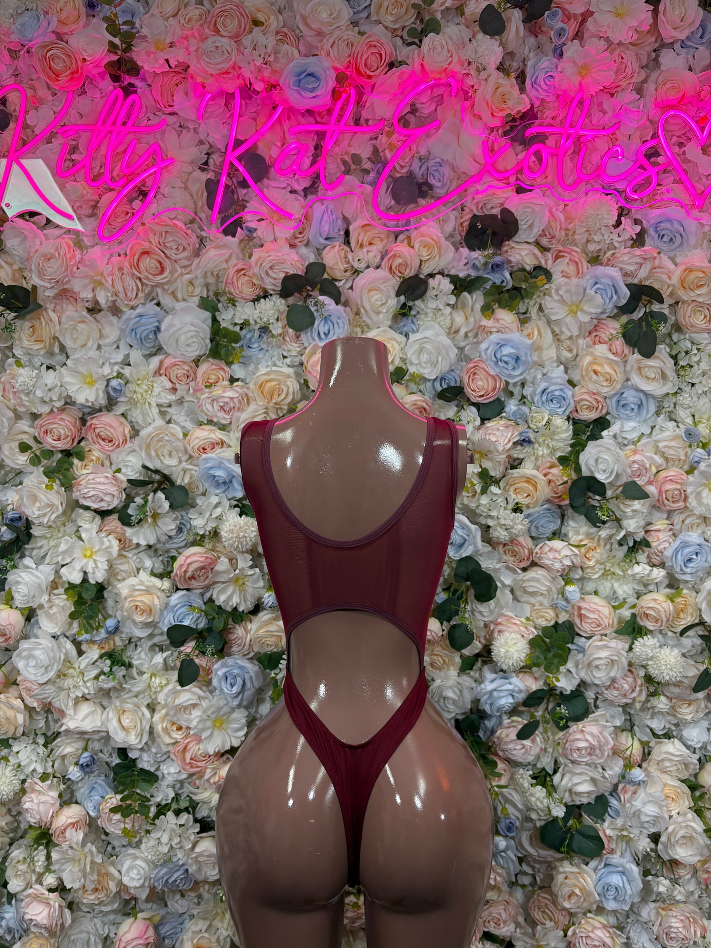 Burgundy Bodysuit Rave Festival Outfit - Exotic Dancewear