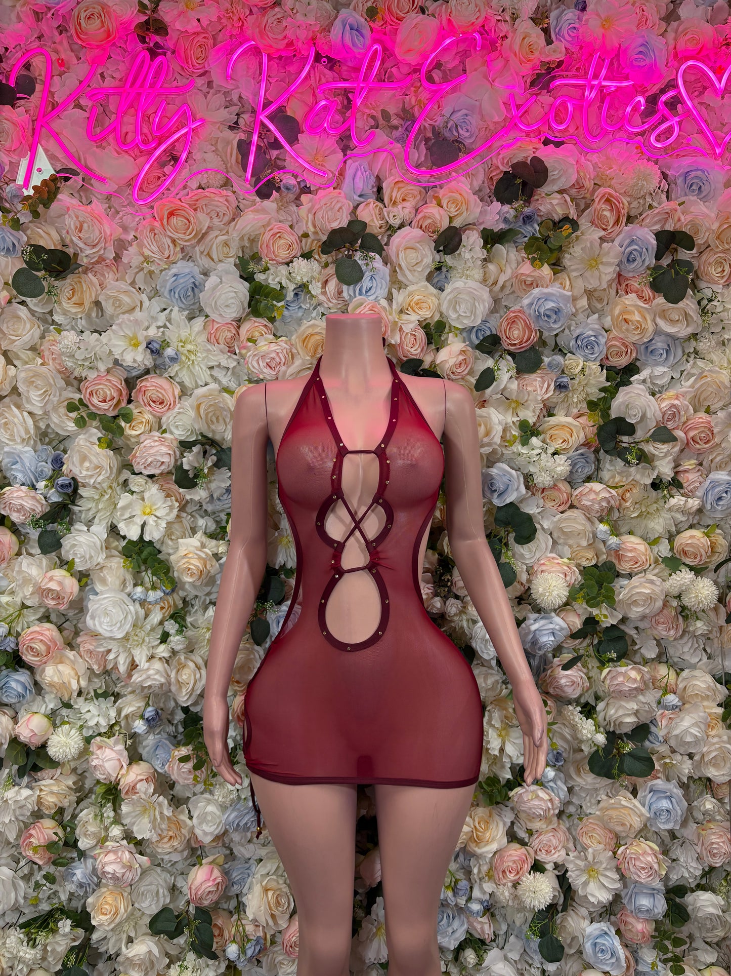 Burgundy Mini Dress  Ravewear - Sexy Festival Outfit, Clubwear, Performance Costume, EDM Party Wear