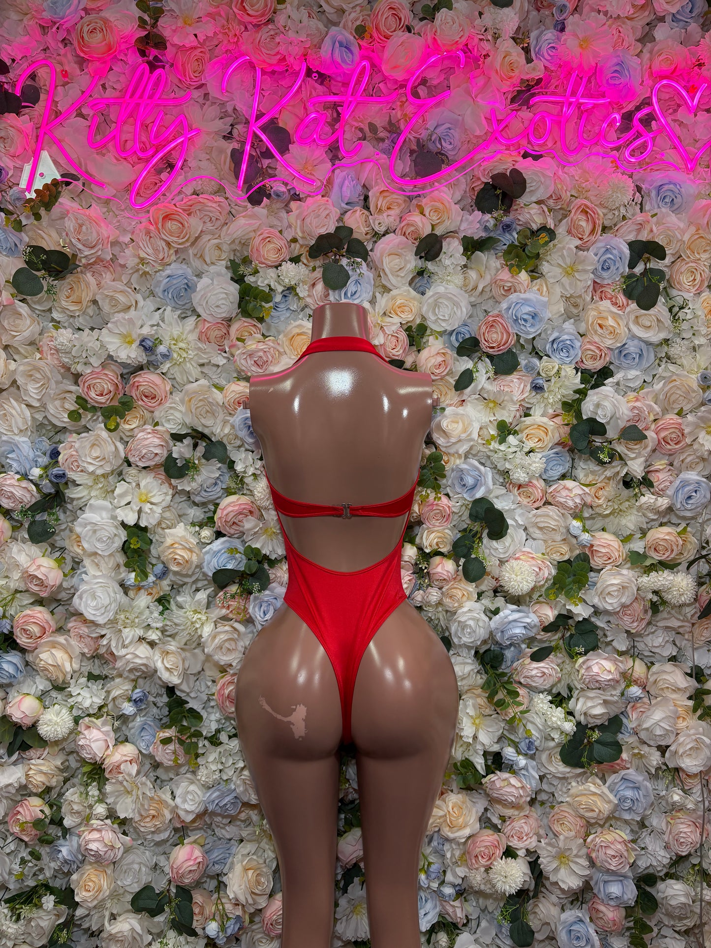 Red One Piece Bodysuit Exotic Dancewear Rave Festival Outfit