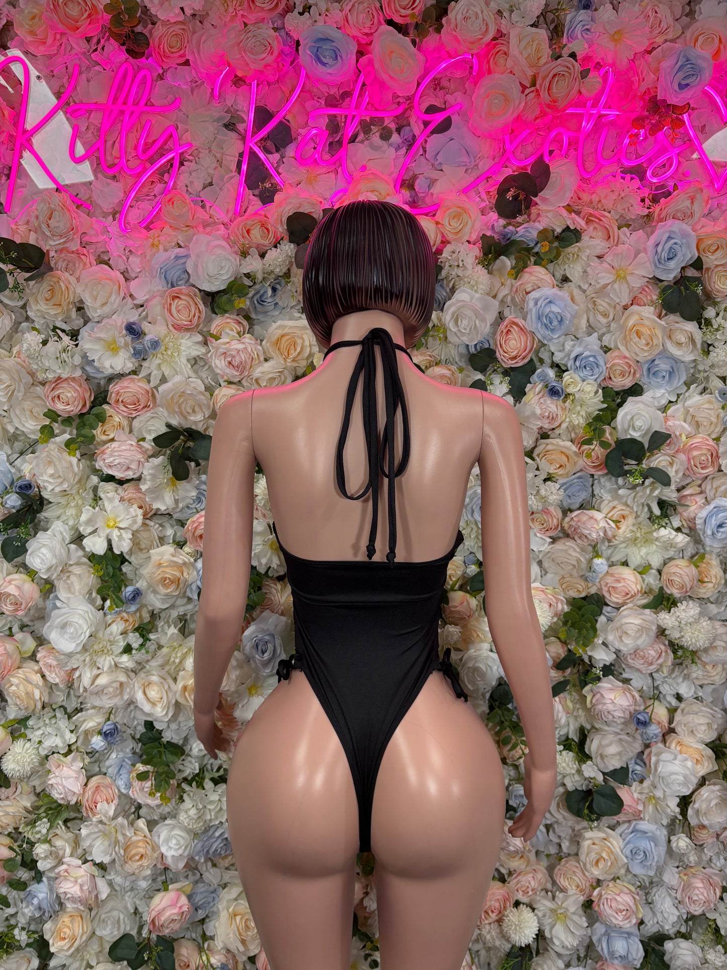 Bottlegirl Outfit Black Metallic Bodysuit - One Piece Bartender Outfit, EDM Dancewear, Party Clubwear