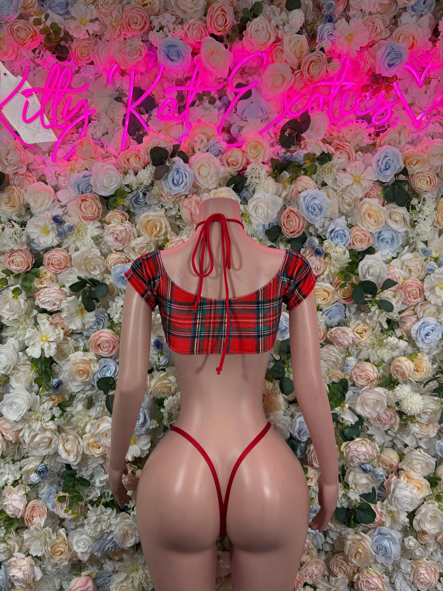 Christmas Holiday Outfit Two Piece Bikini “Gift” Red Santa Exotic Dancewear Costume Holiday