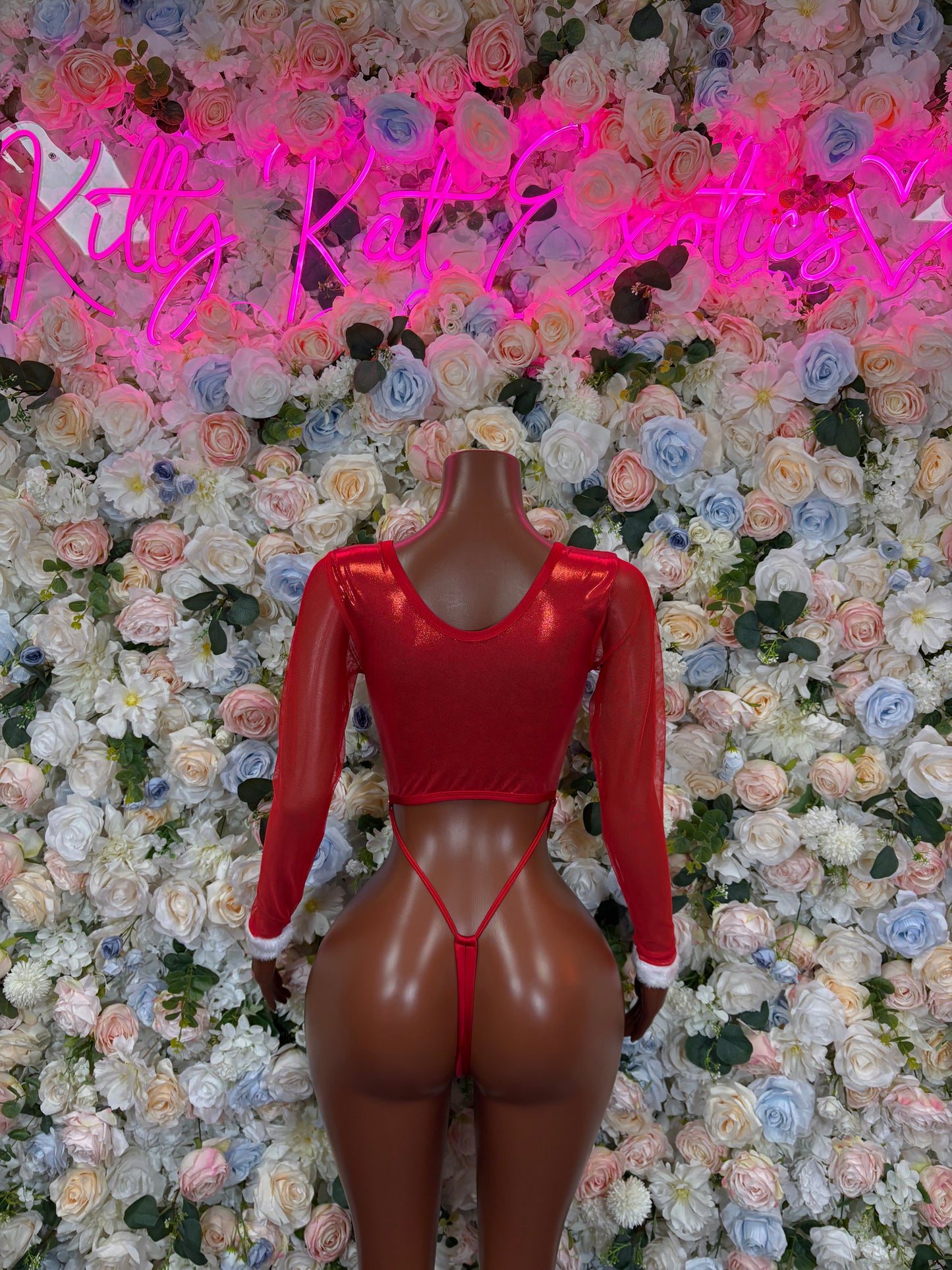 Santa Christmas Costume Two Piece Bikini Set – Holiday Bartender Dancewear Set for Holiday Parties