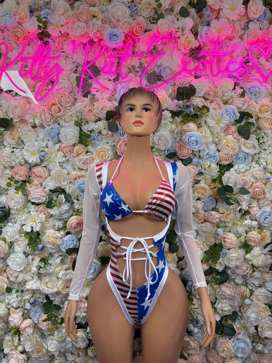 USA Bottlegirl Bodysuit, Patriotic Bartender Outfit, 4th of July Costume, American Flag Bodysuit, Festival Rave Outfit
