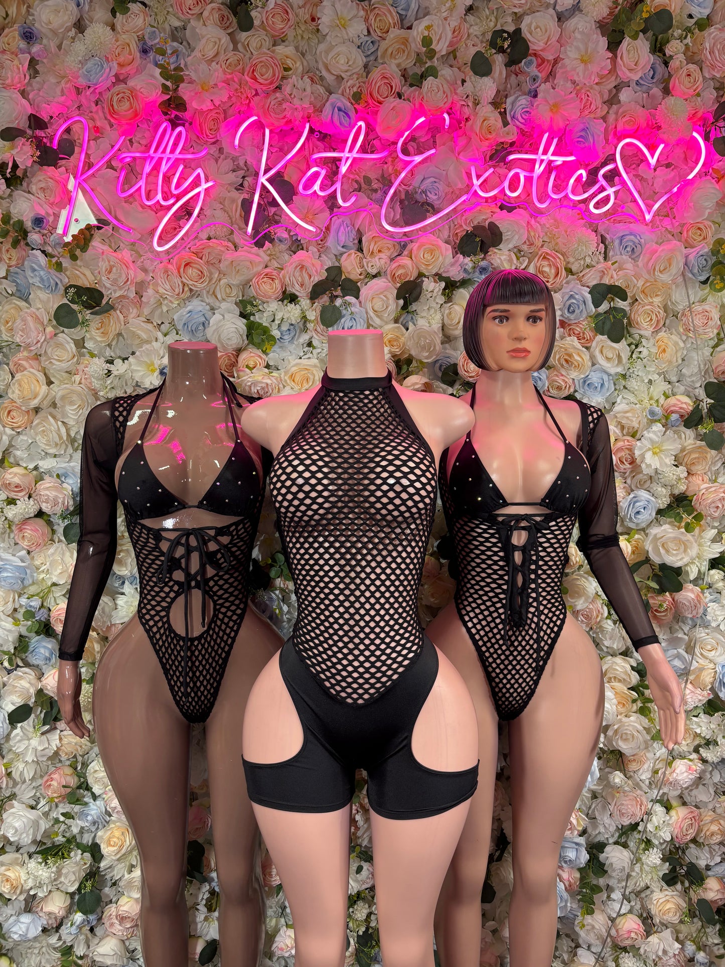 Black Fishnet Bottlegirl Bodysuit - Women’s Exotic Dancewear, Bartender Costume & Rave Clubwear