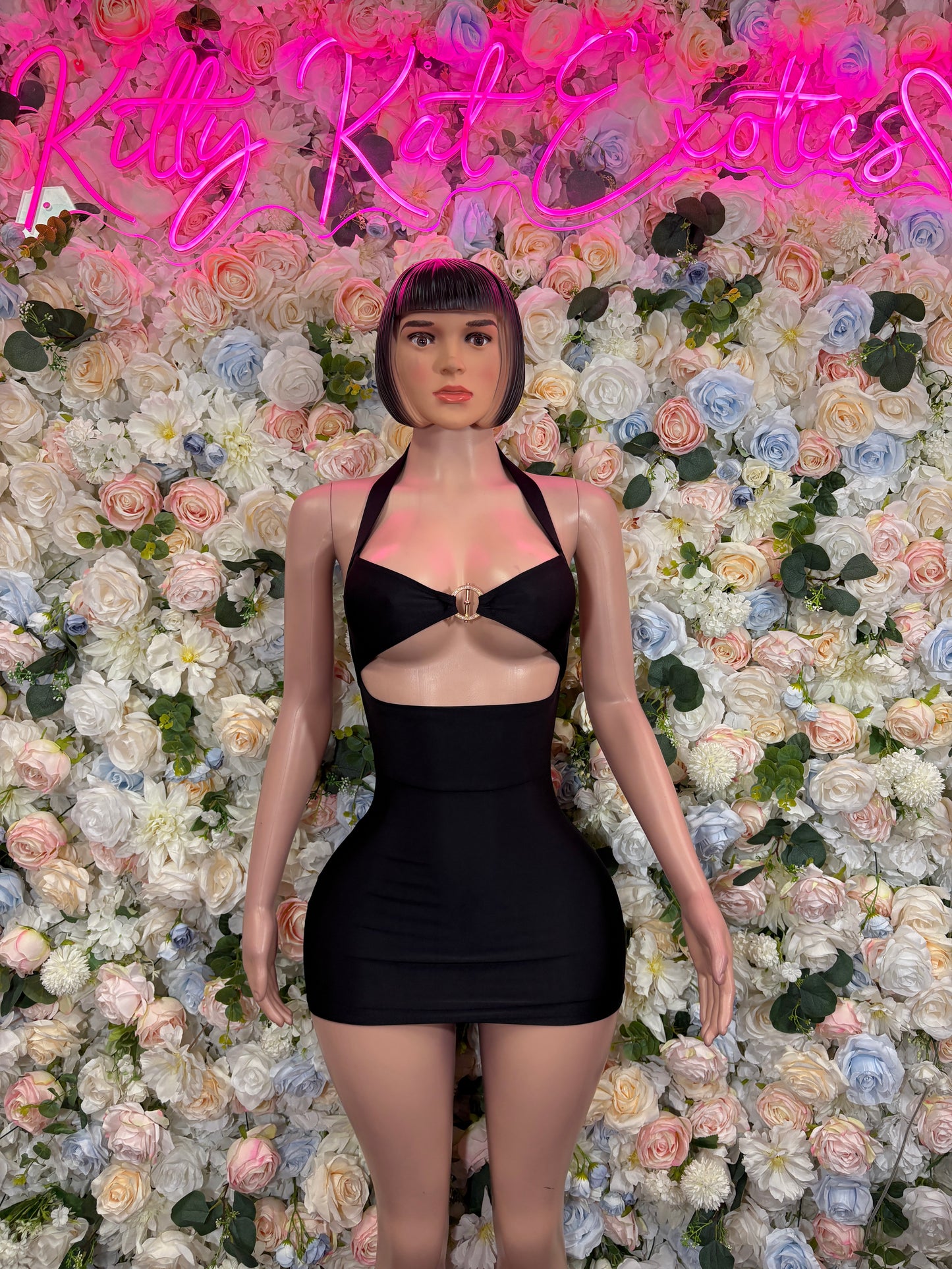 Black One Piece Dress - Sexy Date Night Club Dress | Rave Festival Exotic Dancewear Clubwear Bottle Girl Ravewear - KittyKatExotics