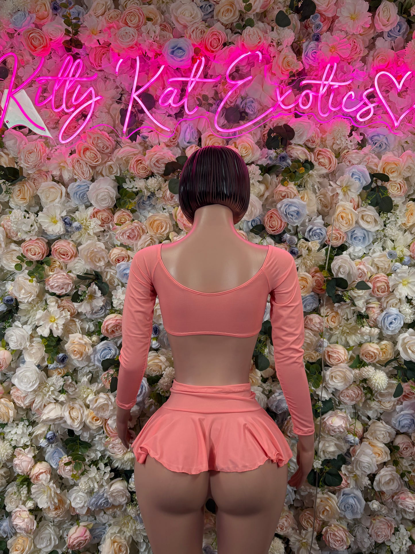 Peach Two Piece Skirt Set Exotic Dancewear