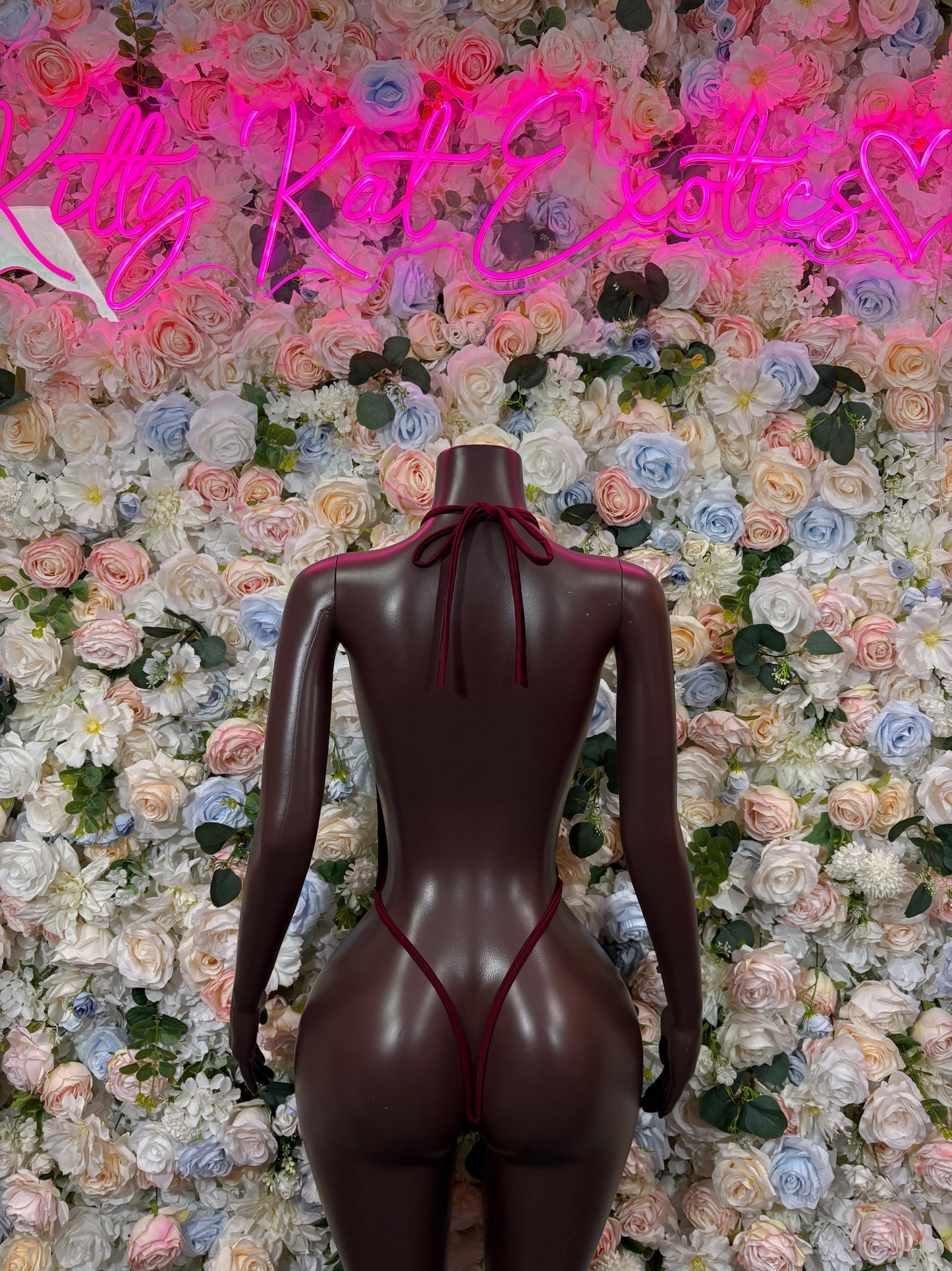 Burgundy Bodysuit Rave Festival Outfit - Exotic Dancewear
