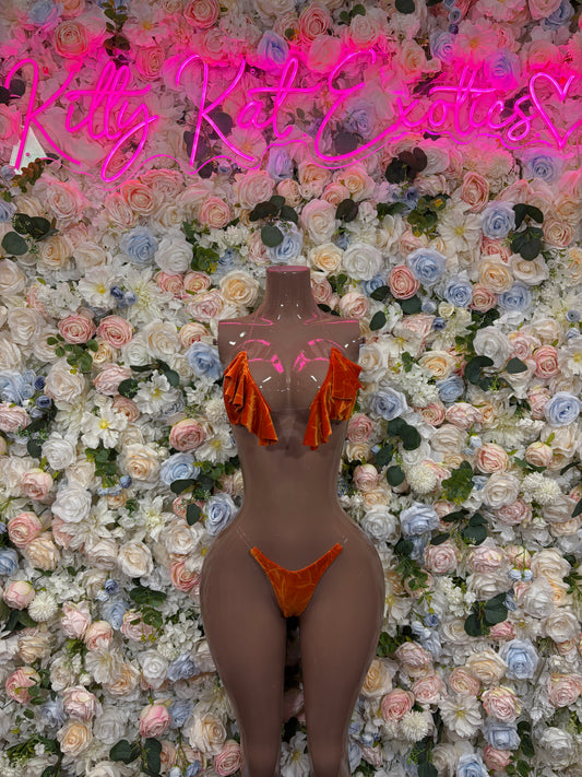 Exotic Dancewear Orange Two-Piece Bikini Gstring – Summer Festival & Rave Wear