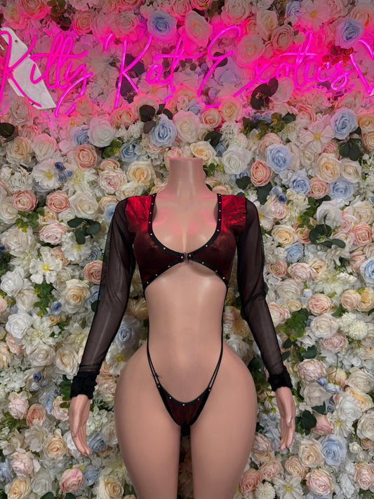 Christmas One Piece Slingshot - Holiday Design | Exotic Dancewear for Performers, Bottlegirl Bartender