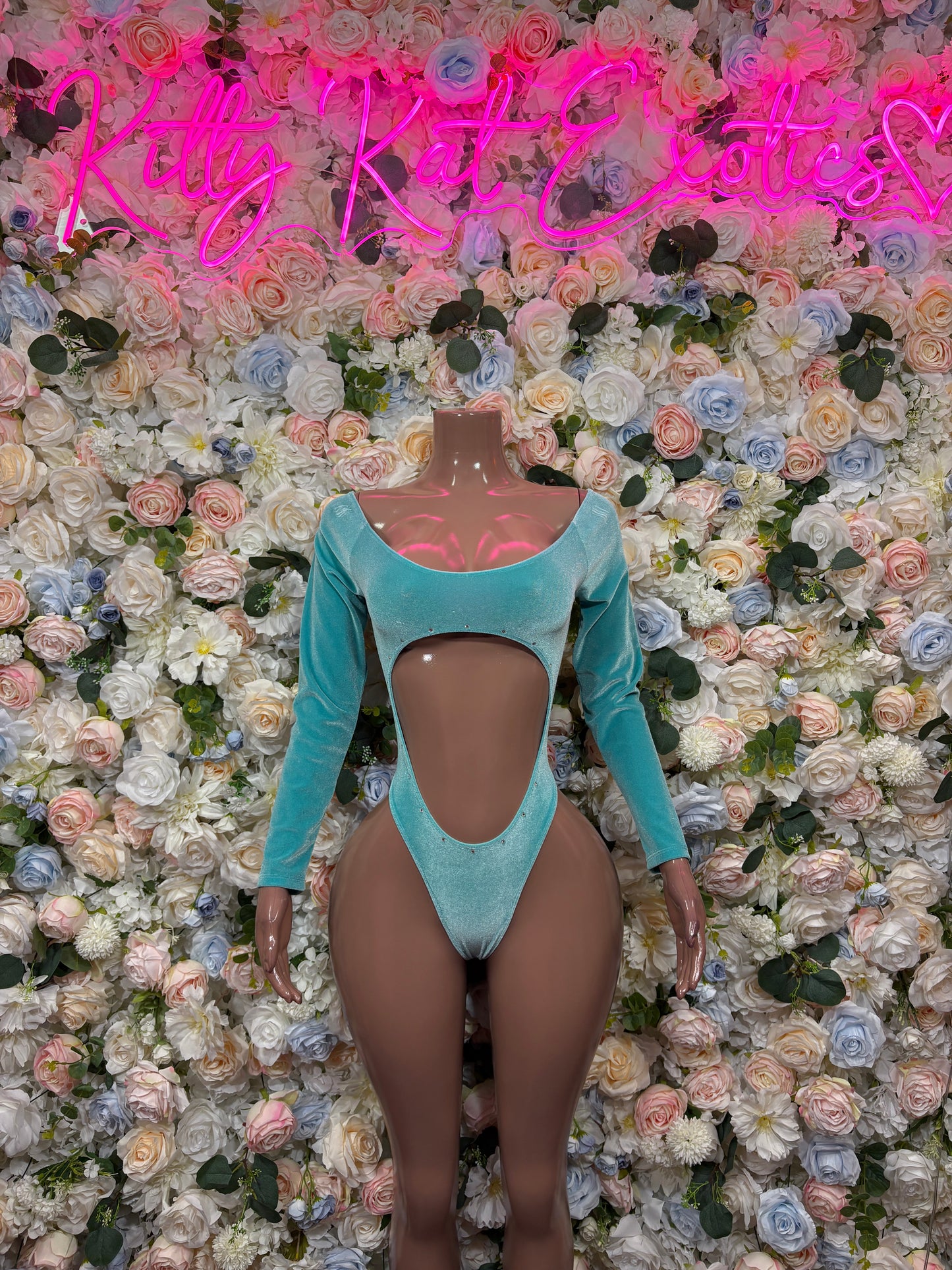 Teal Velvet Bodysuit | Rave Festival Outfit, Exotic Dancewear