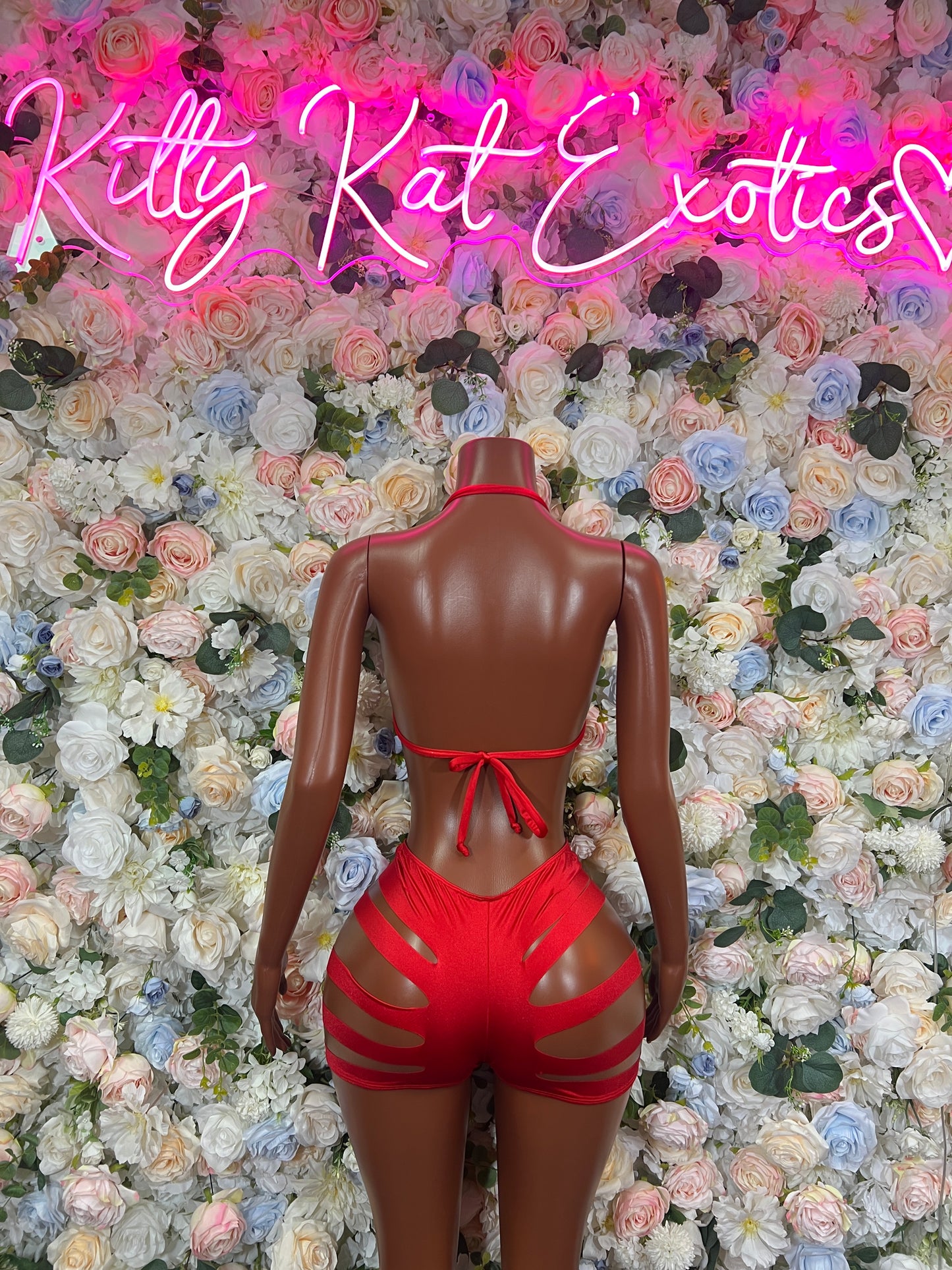 Red Two Piece Exotic Dancewear Rave Festival Outfit