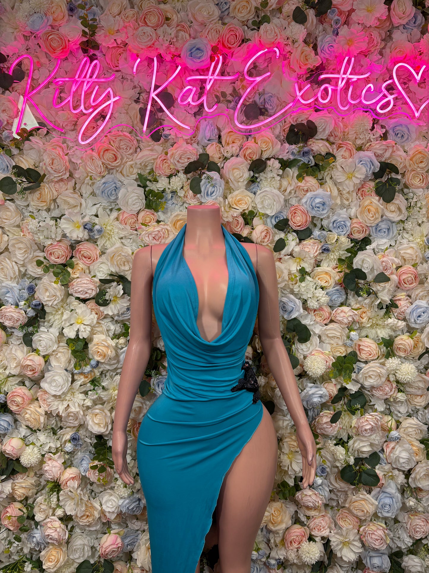 Teal Gown - Exotic Dancewear Elegant, Date Night Dress, Formal Evening Dress