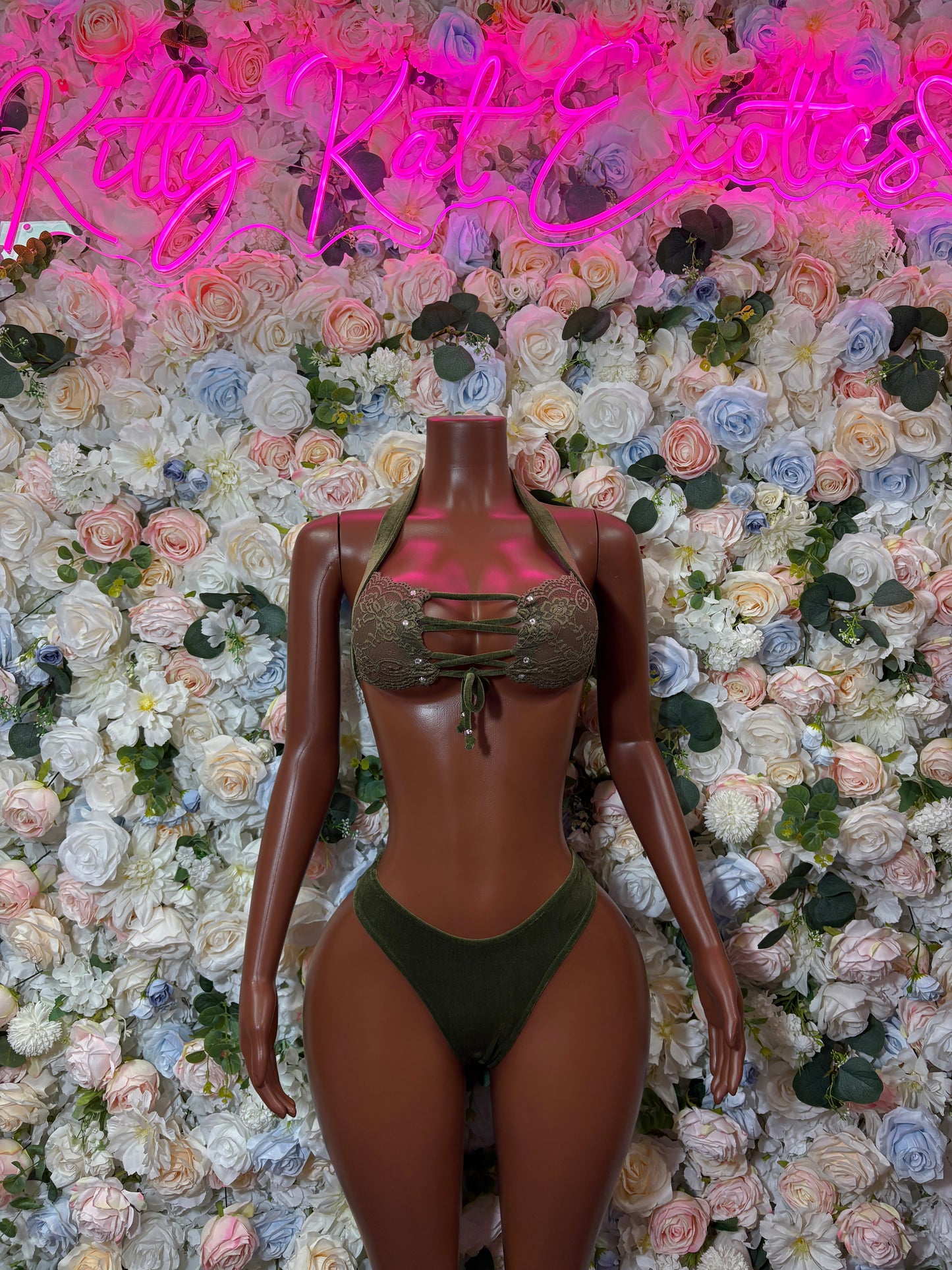 Green Bartender - Two Piece Set Ravewear Festival Outfit Clubwear Bottlegirl Costume