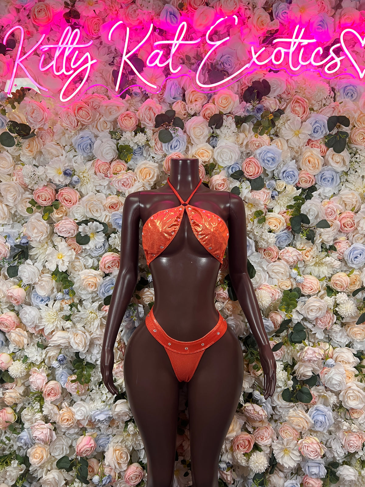 Orange Metallic Two Piece Bodysuit – Summer Festivals & Rave Wear Dancewear