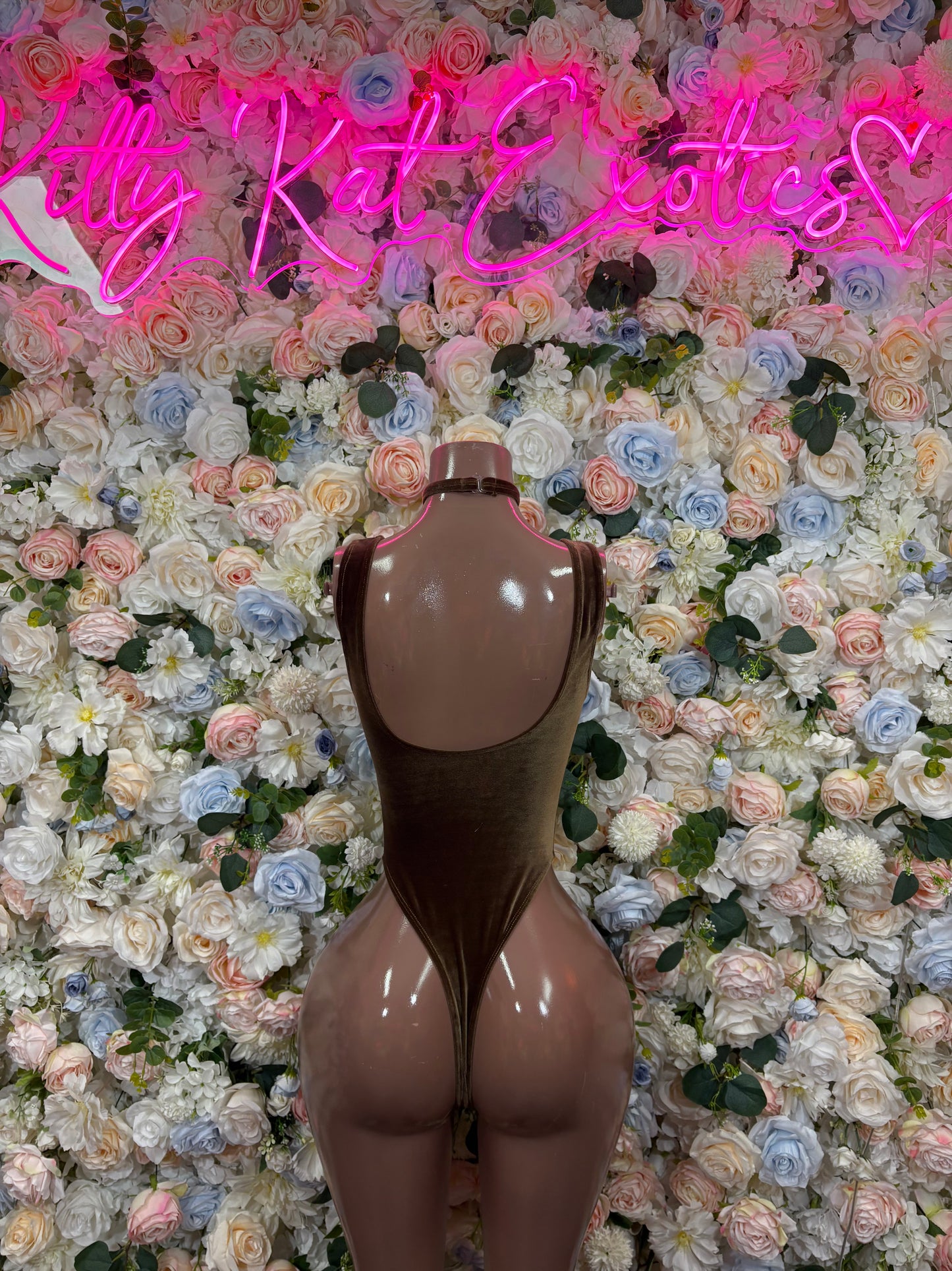 Brown Velvet Bartender Bodysuit - Sexy One Piece Rave Clubwear Outfit for Women Bottlegirl Bottle Service
