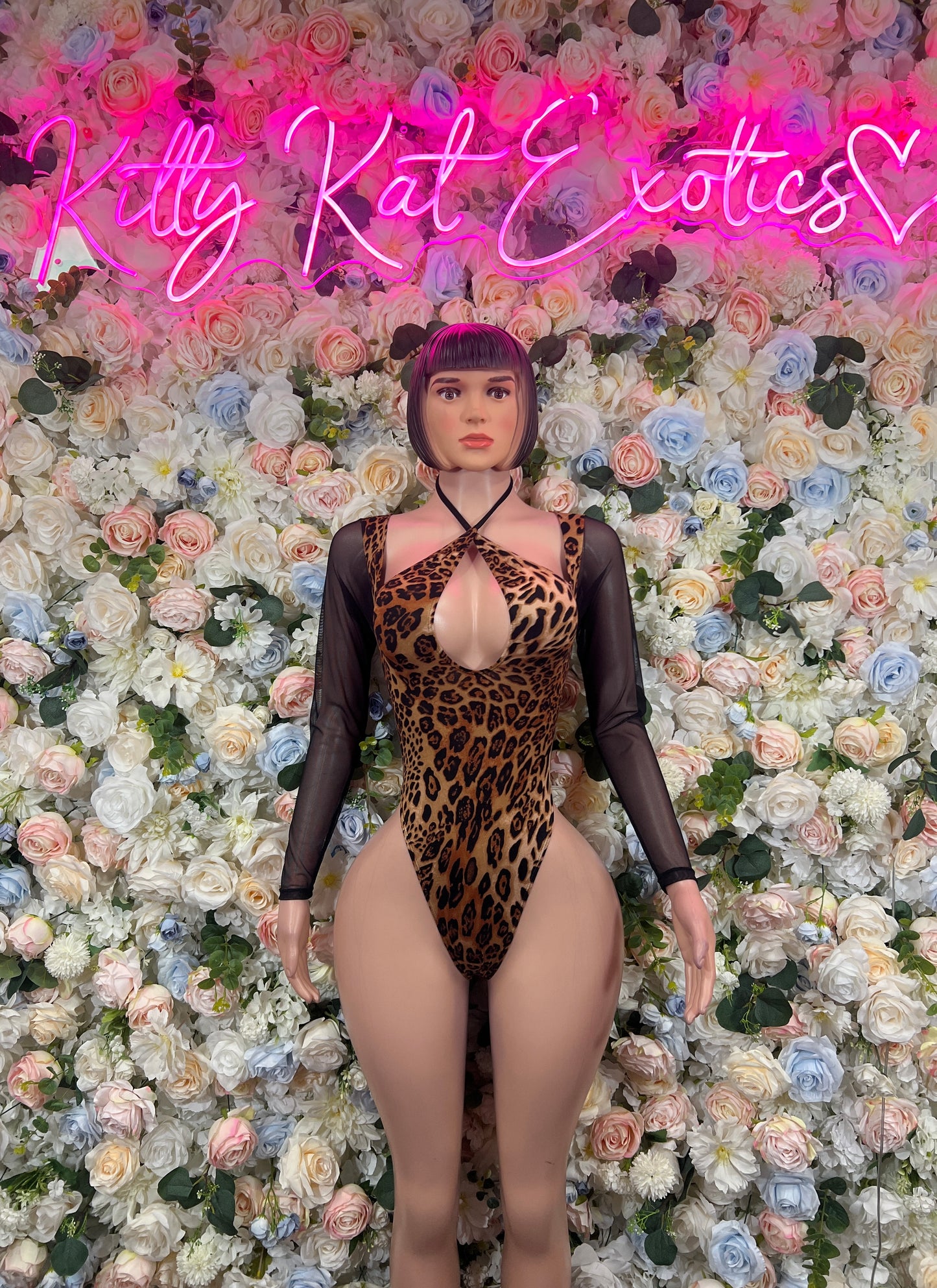 Leopard Print Bottlegirl Bodysuit  - One Piece Bartender Outfit, EDM Dancewear, Party Clubwear