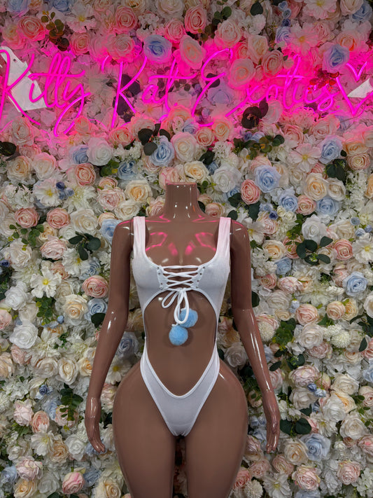 Christmas Outfit White One Piece Bodysuit Ravewear Exotic Dancewear for Performers, Raves, & Festival Clothing