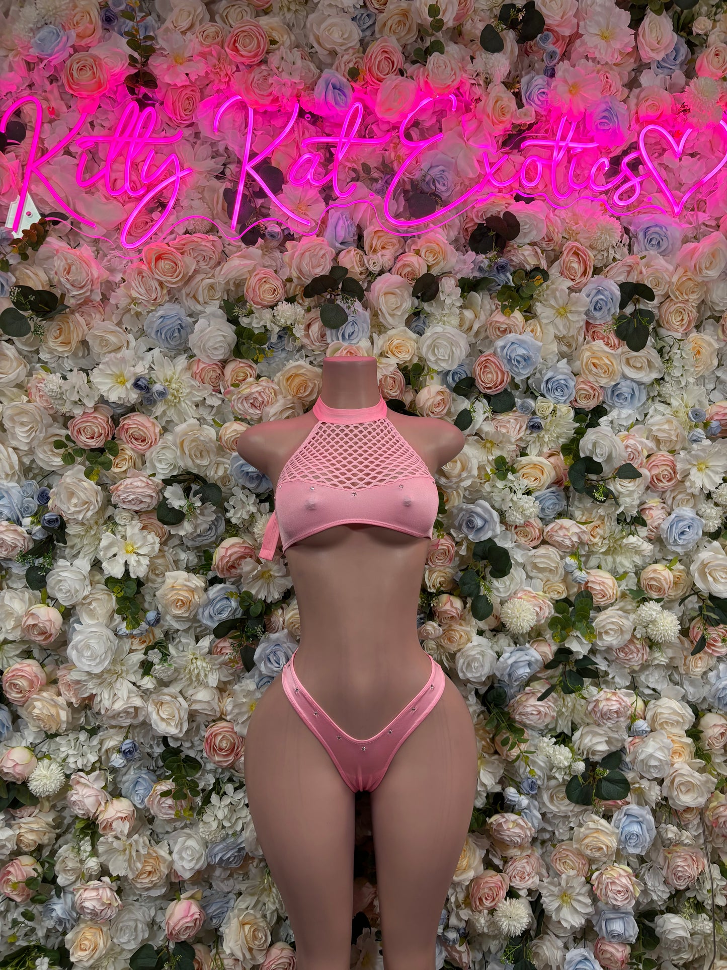 Baby Pink Bikini Two Piece Bartender Set Exotic Dancewear Rave Festival Outfit