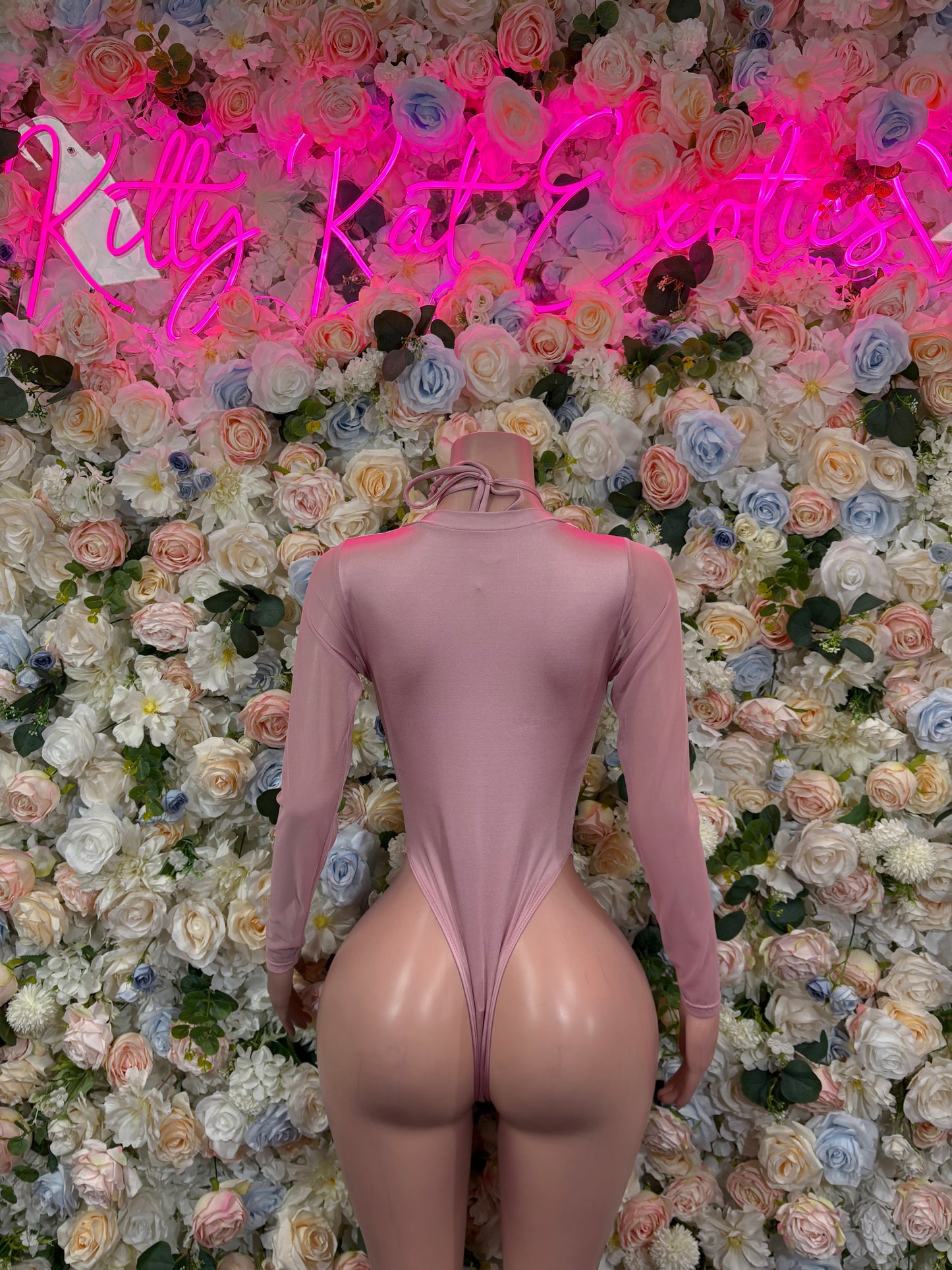 Bottlegirl Bodysuit Rose Pink Velvet  - Bartender Luxury Design | Exotic Dancewear for Performers