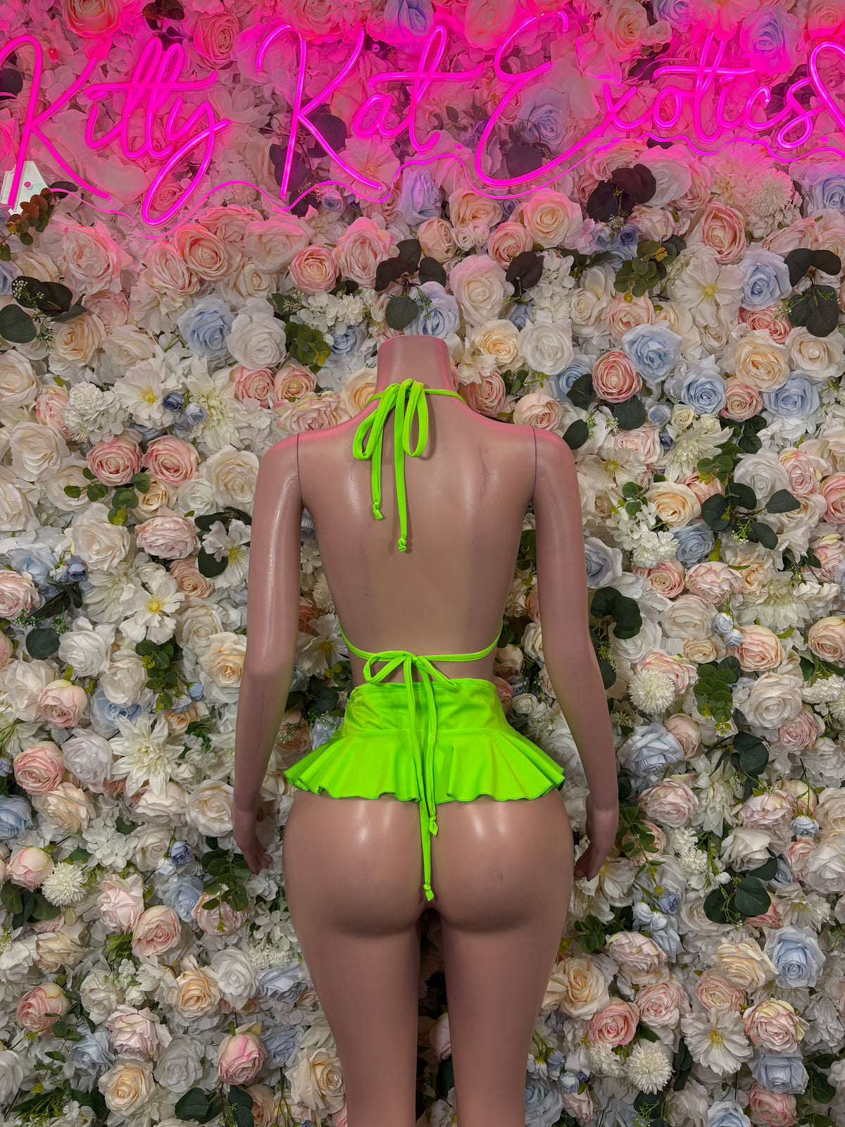 Green Neon Two Piece Skirt  Festival Outfit,  Dancewear, Party Clubwear