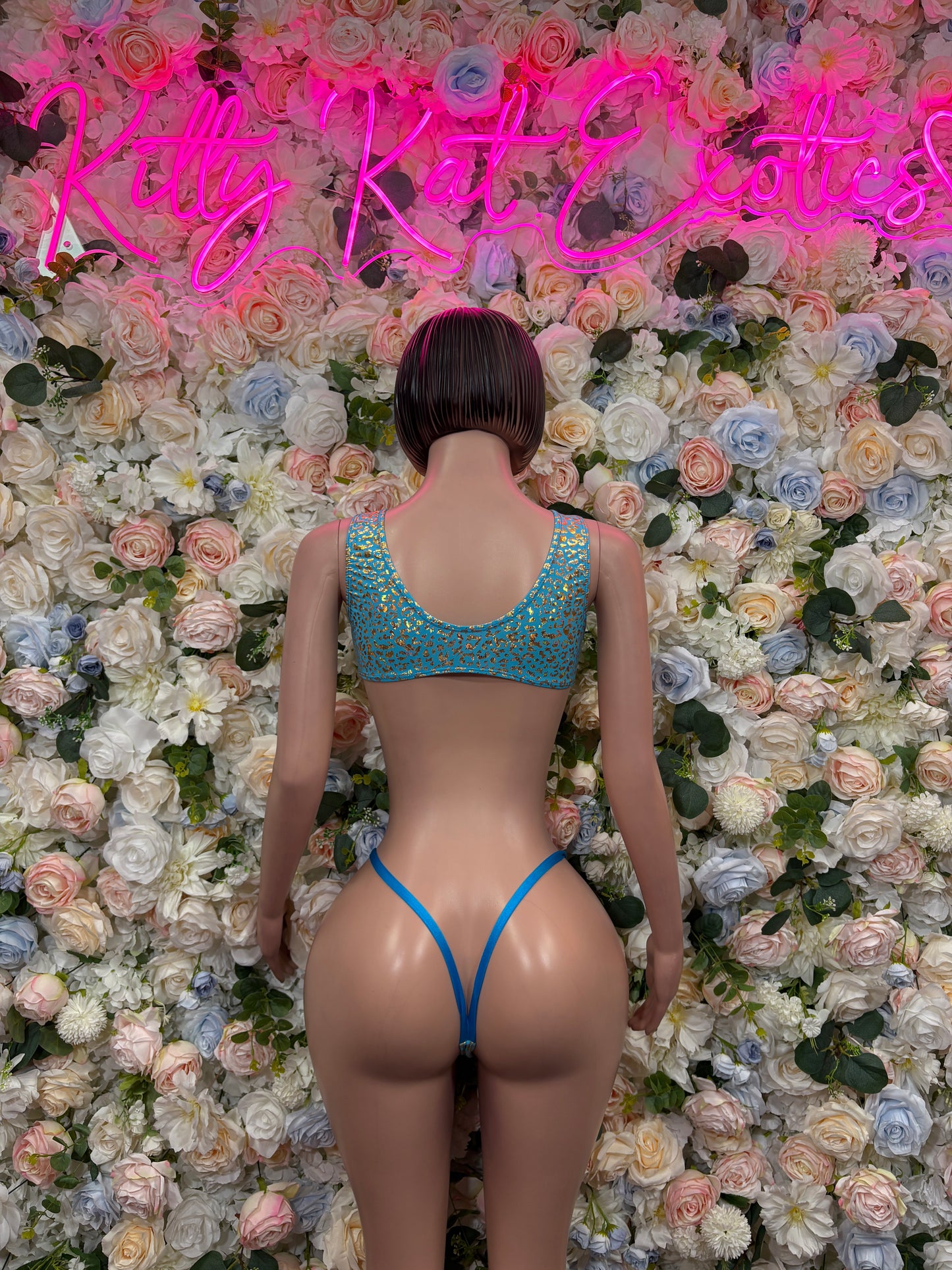 Bottlegirl Turquoise Cheetah Print Bikini Bartender Ravewear Festival wear