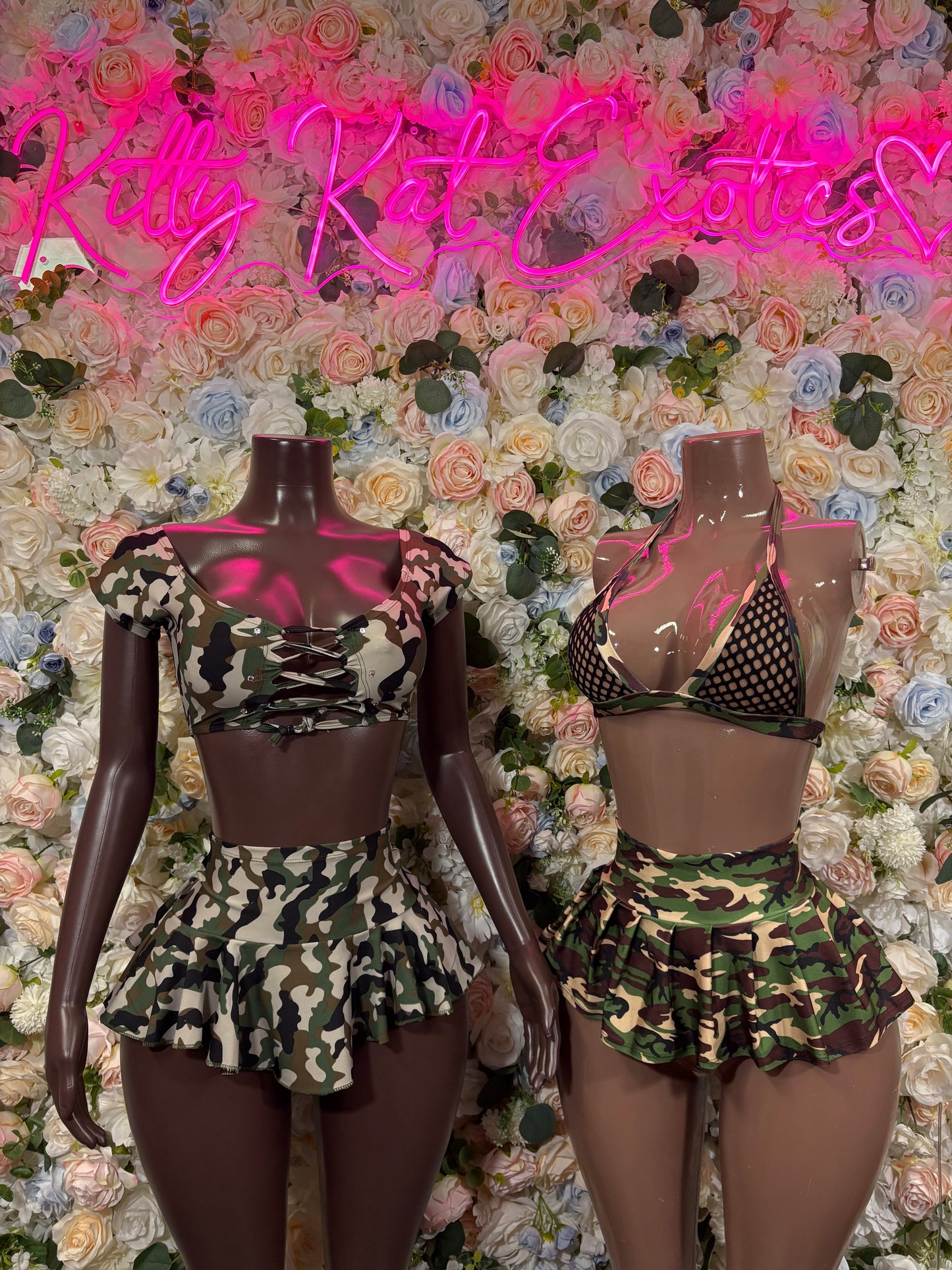 Camo Print Two Piece Skirt Set Exotic Dancewear Costume