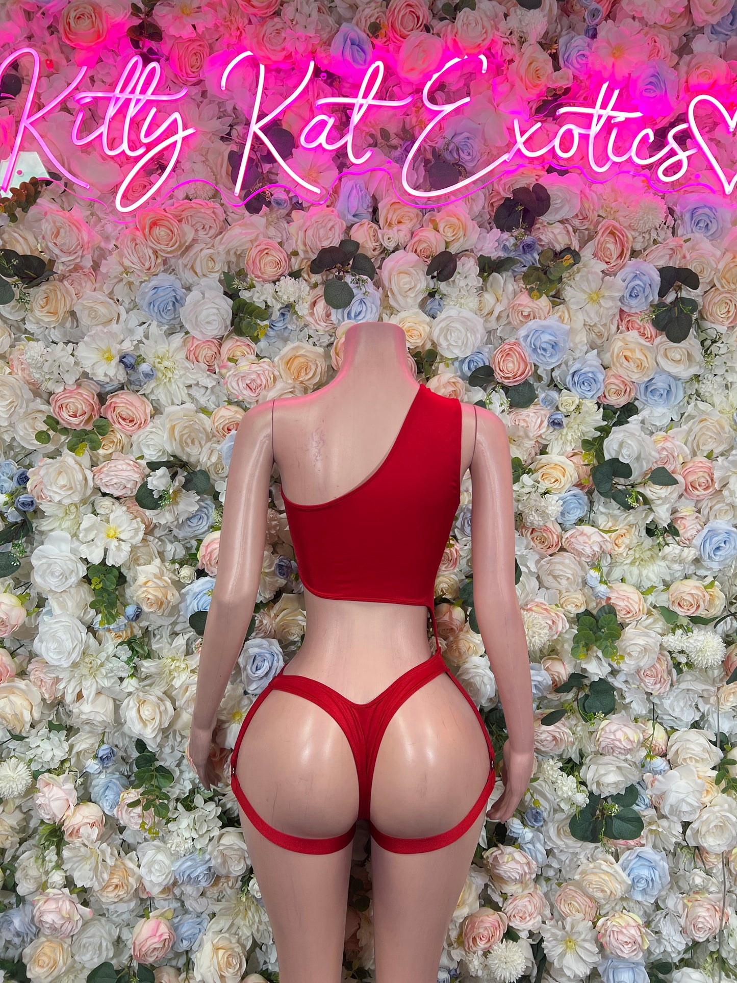 Red Two Piece Exotic Dancewear Rave Festival Outfit