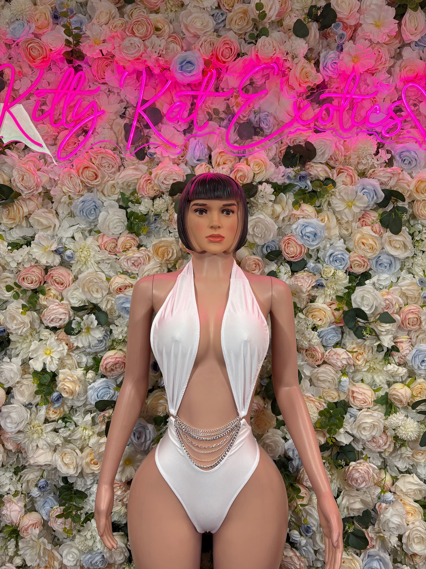 Bartender Bodysuit Summer White Design | Exotic Dancewear for Performers, Rave Outfits