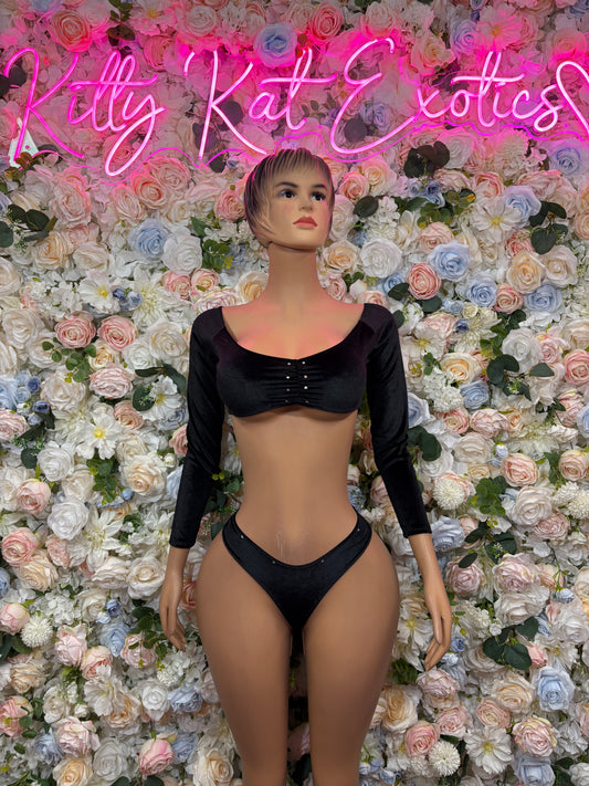 Black Bikini Two Piece Festival Outfit Dancewear, Swimwear Clubwear