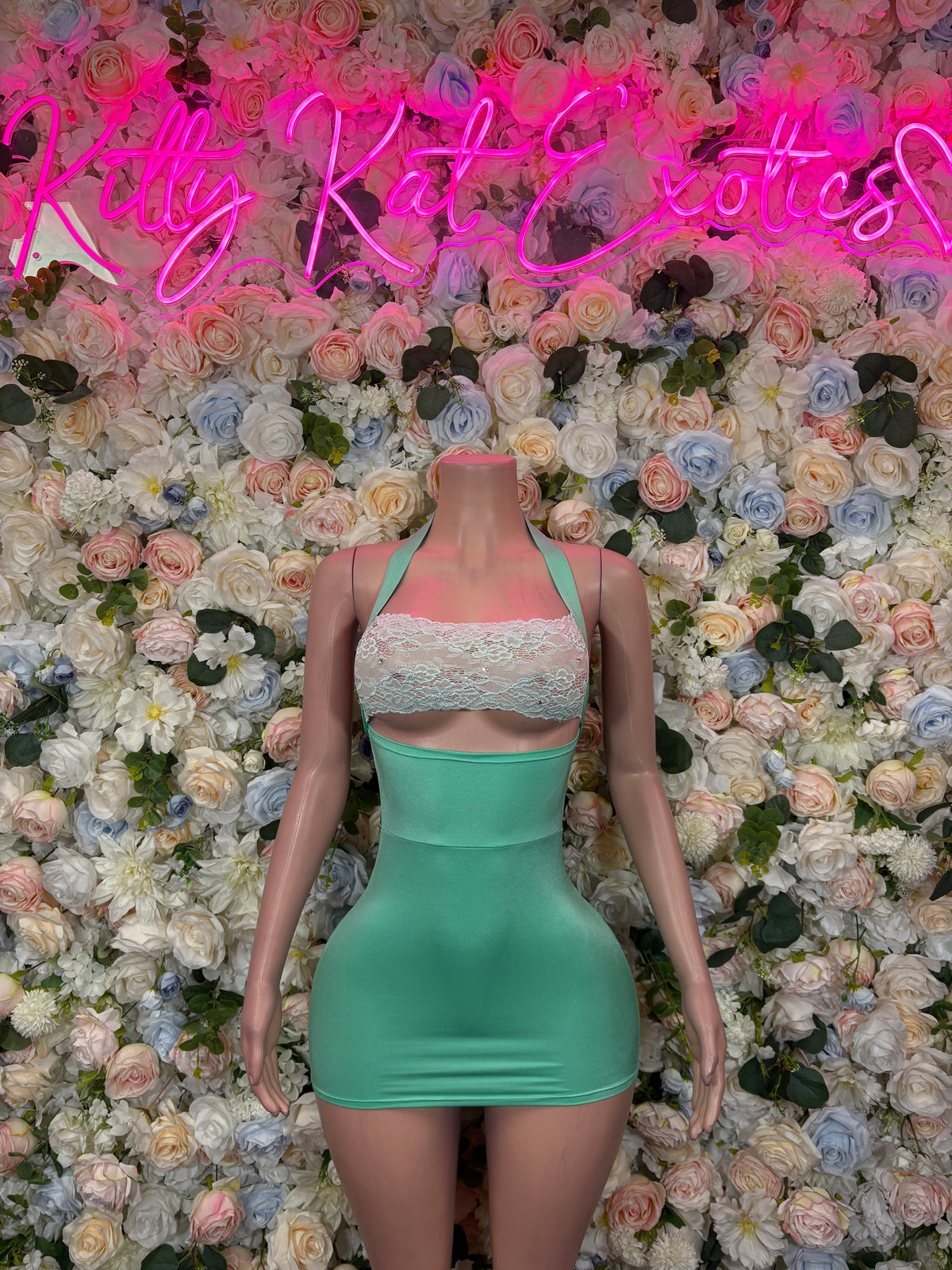 Mint Green Lace Cutout Mini Dress, Halter Bodycon Rave Outfit, Festival Clubwear, Party Night Out Dress