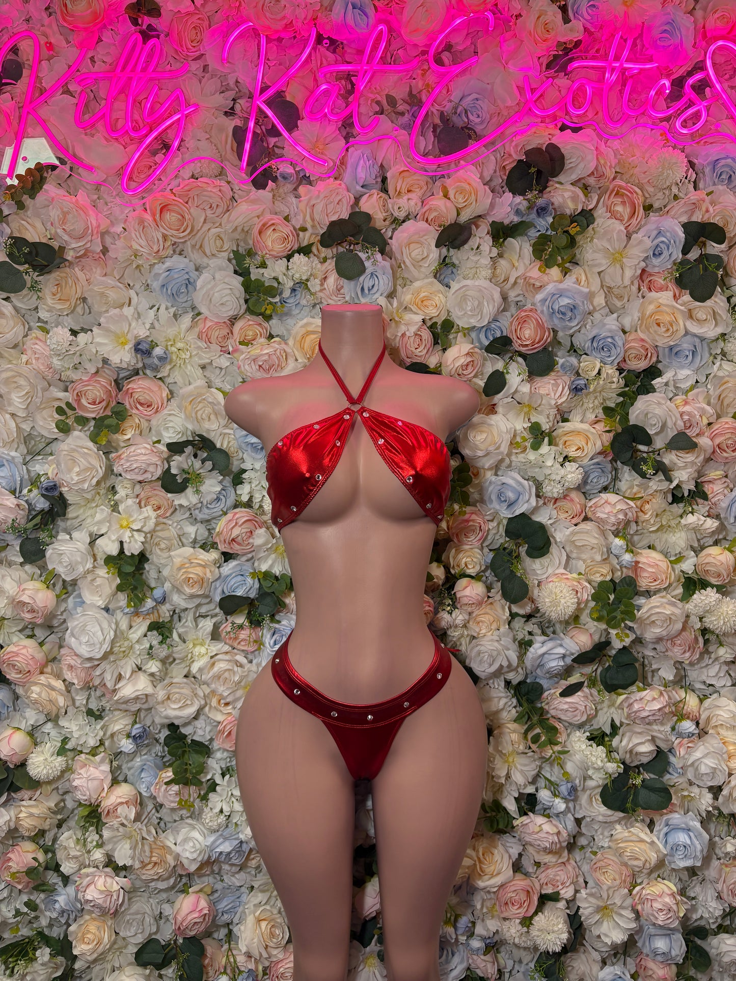 Red Metallic Bikini Two Piece -  Exotic Dancewear  -  Rave Outfit - Sexy Festival Outfit, Clubwear, Performance Costume