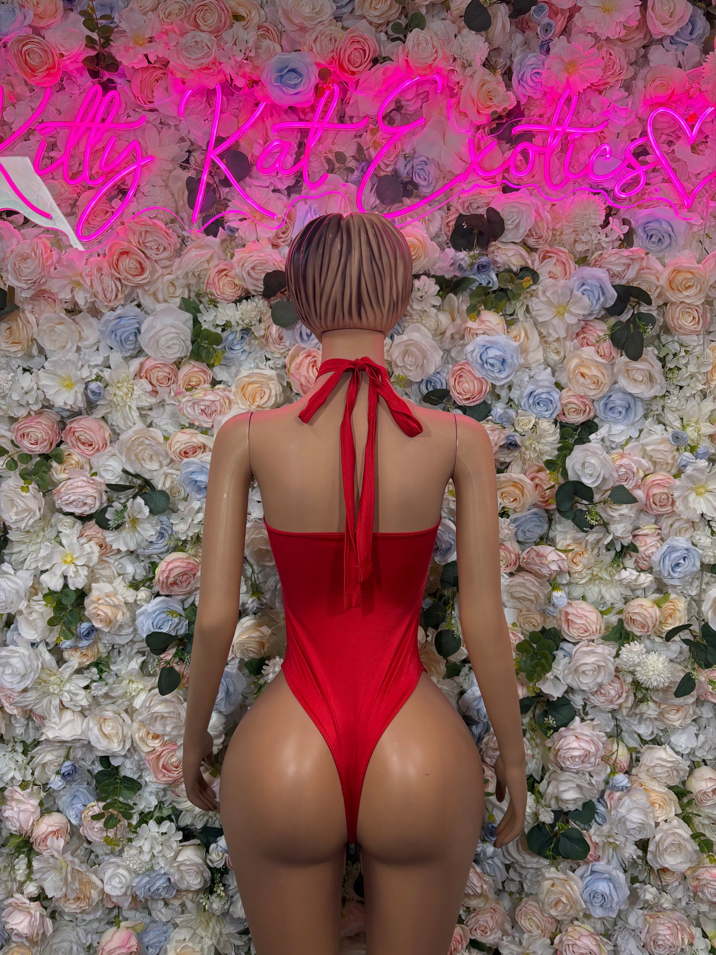Red Bodysuit Rave Festival Outfit Women - Exotic Dancewear Stripper Clubwear Bottle Girl Ravewear