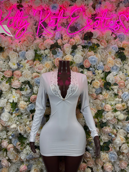 Exotic Dancewear Outfit White Dress Clubwear Festival Outfit EDM Party Dress Sexy White Bodycon Womens Dress