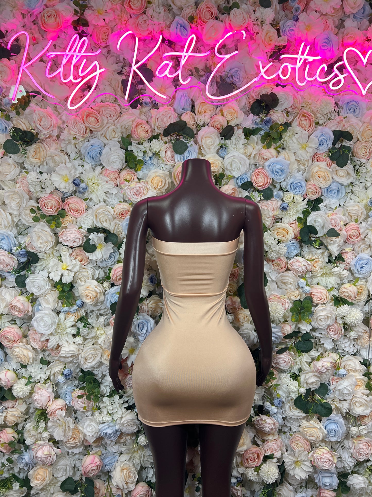 Beige Nude Dress for Women - Date Night Mini Dress | Rave Festival Exotic Dancewear Bottle Girl Clubwear
