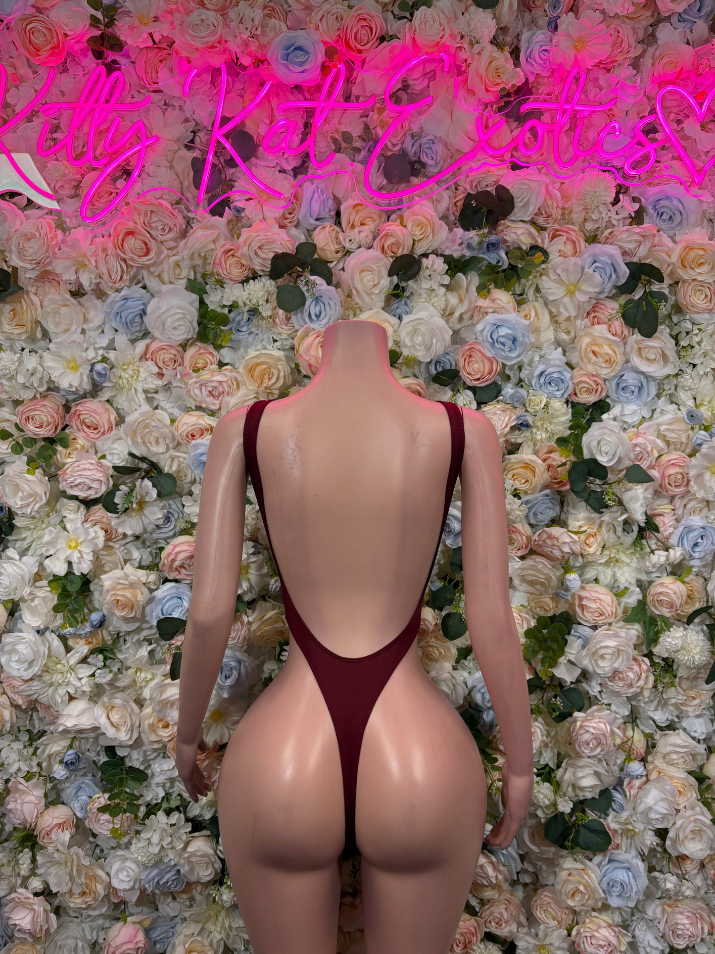 Bottlgeirl Burgundy Bodysuit Women’s Rave Festival Outfit - Exotic Dancewear