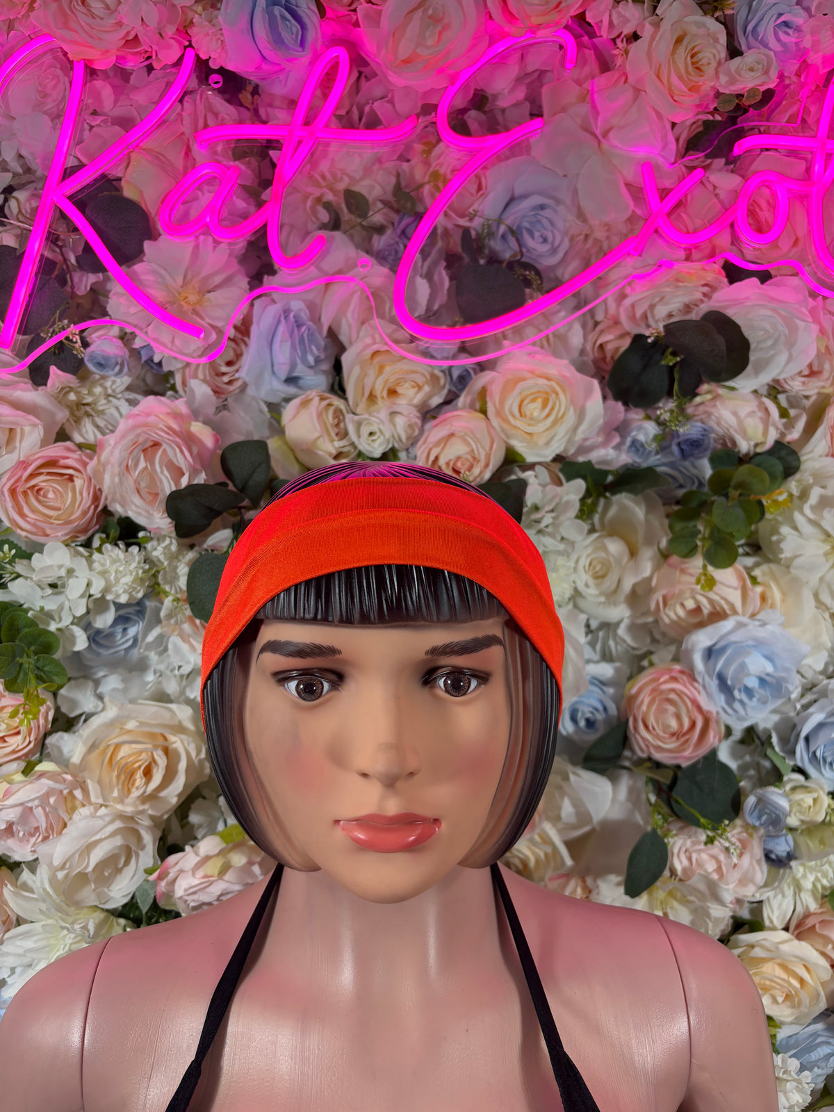 Rave Headband, Orange  Festival Hair Accessory, Stretch Spandex Head Wrap, EDM Outfit Accessory, 90s Clubwear Headband
