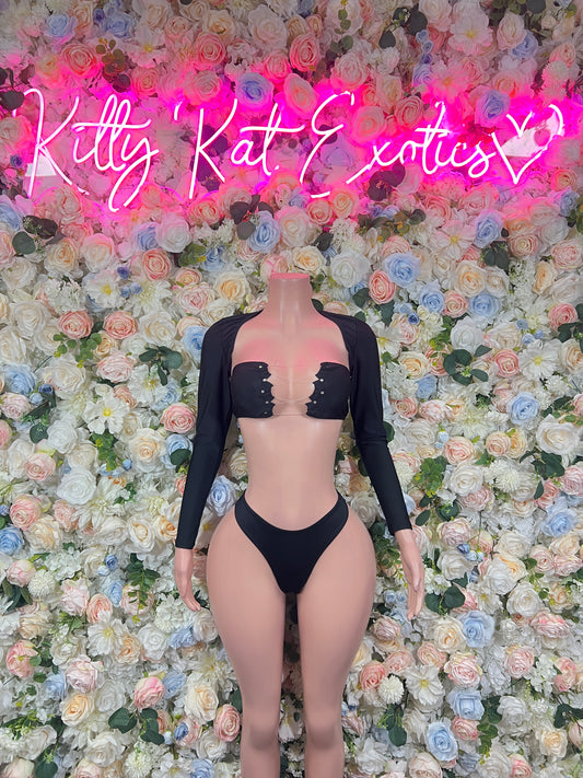 Black Rave Outfit: Two Piece Set Long Sleeve