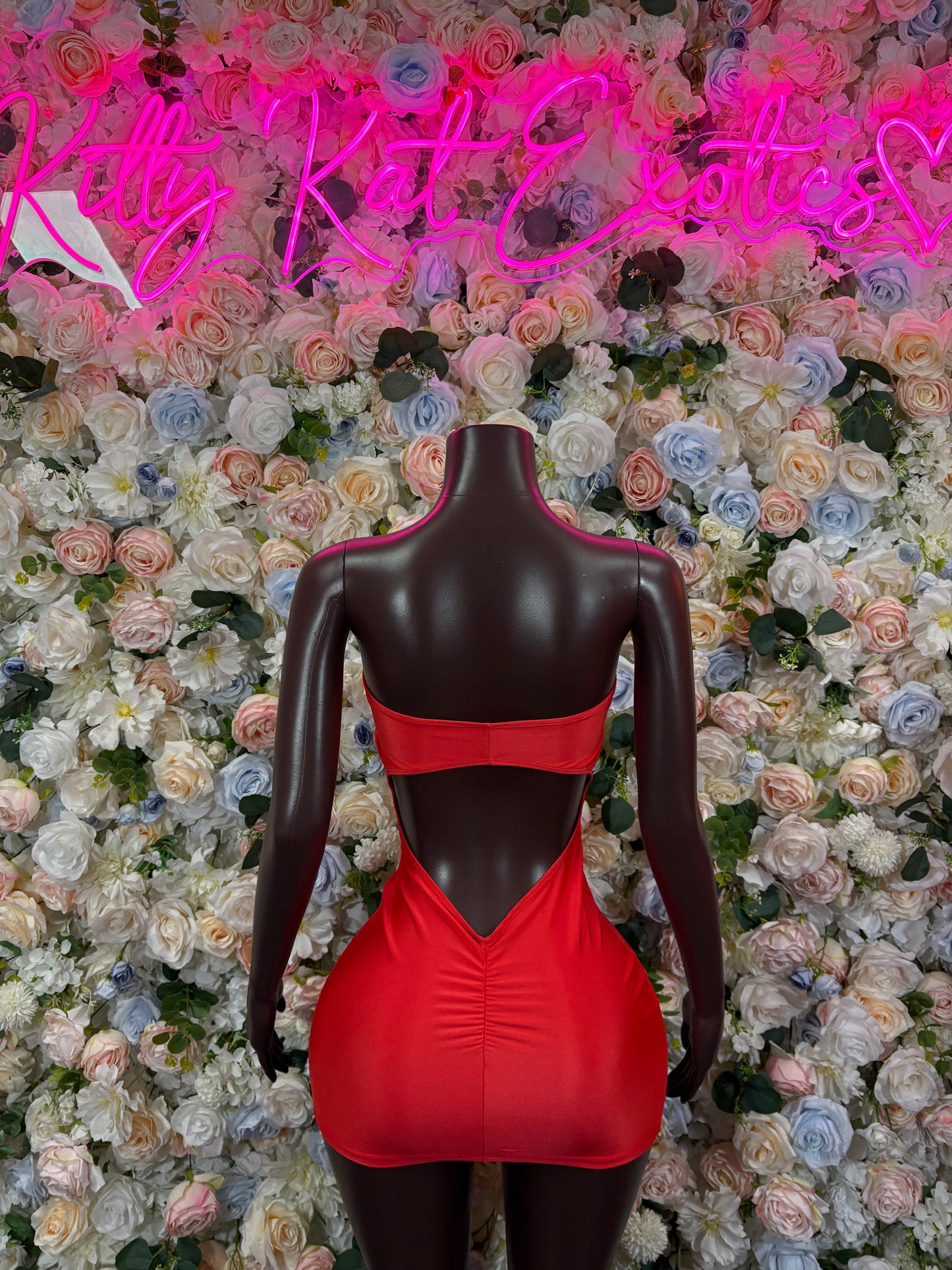 Red Mini Dress - Womens Cocktail Gown Sexy Evening Party Dress